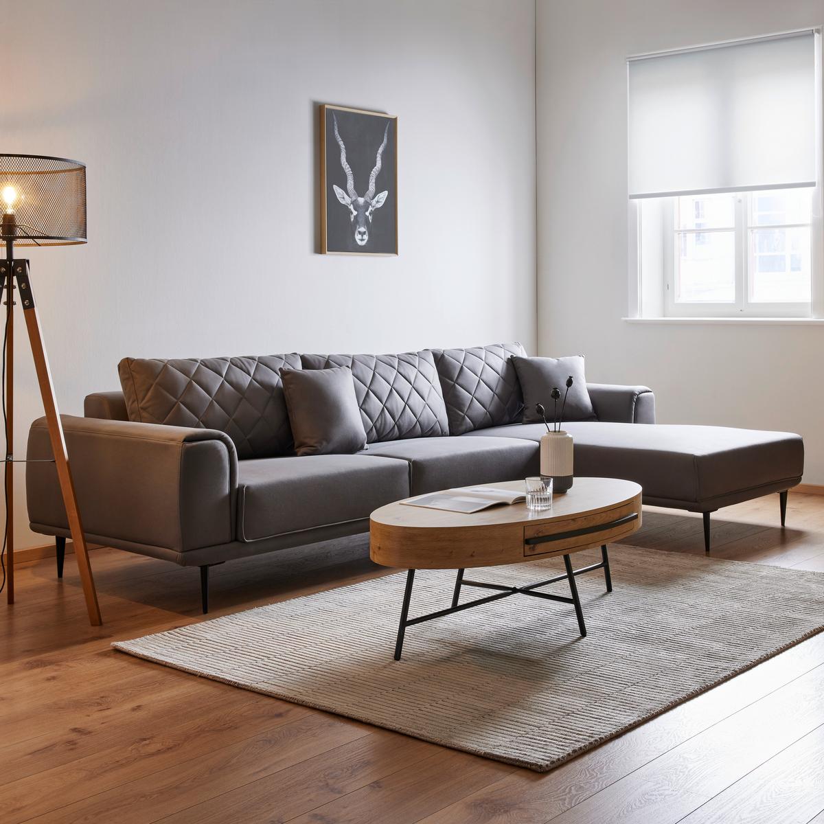 Klubska Miza Emilia, Barva Hrasta, 120x60 - črna/barve hrasta, Moderno, kovina (120/60/40cm) - Bessagi Home