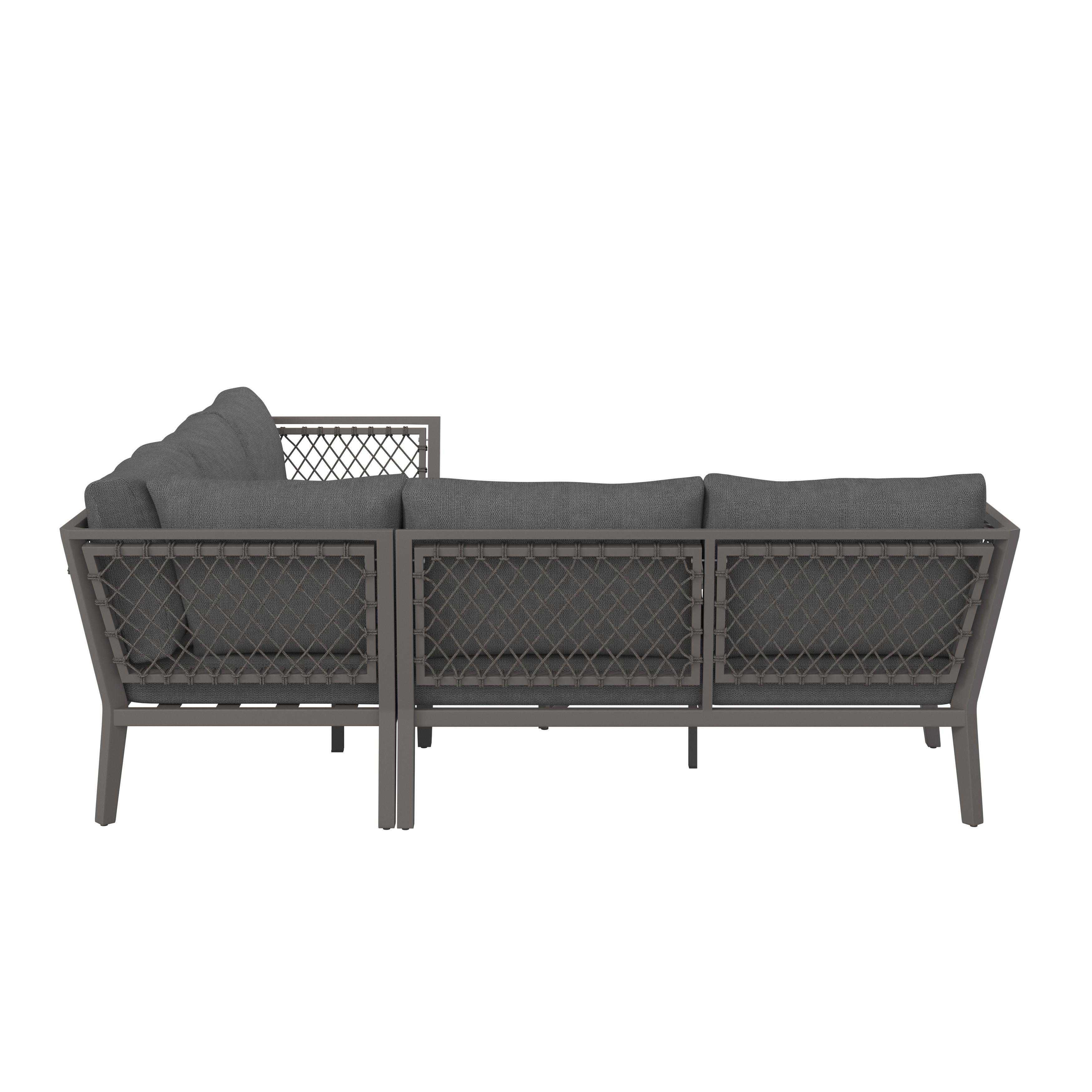 LOUNGEGRUPP MALOU - mörkgrå/antracit, Modern, metall/textil (218/68/76,5cm) - Bessagi Garden