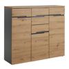 Kommode in Graphitfarben/Eiche Artisan - Silberfarben/Graphitfarben, Modern, Holzwerkstoff (120/107/38cm) - Mömax