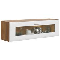 Dulap suspendat Auris - alb/culoare lemn stejar, Modern, sticlă/material pe bază de lemn (150/43/37,1cm) - Luca Bessoni