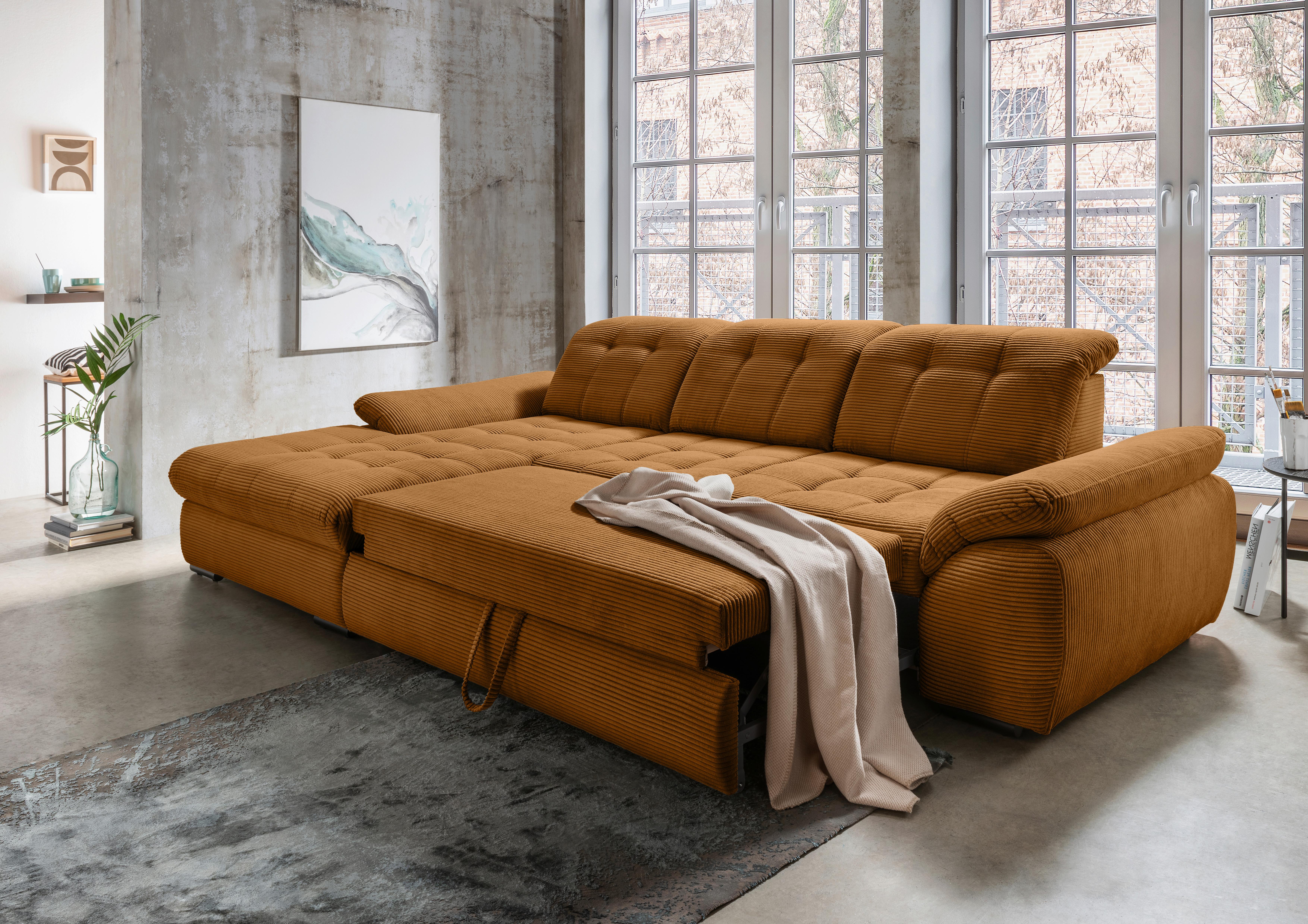 Ecksofa mit Bettkasten Rigatti ca. 184x314 cm Goldfarben - Goldfarben/Schwarz, MODERN, Textil/Metall (184/314cm) - Livetastic