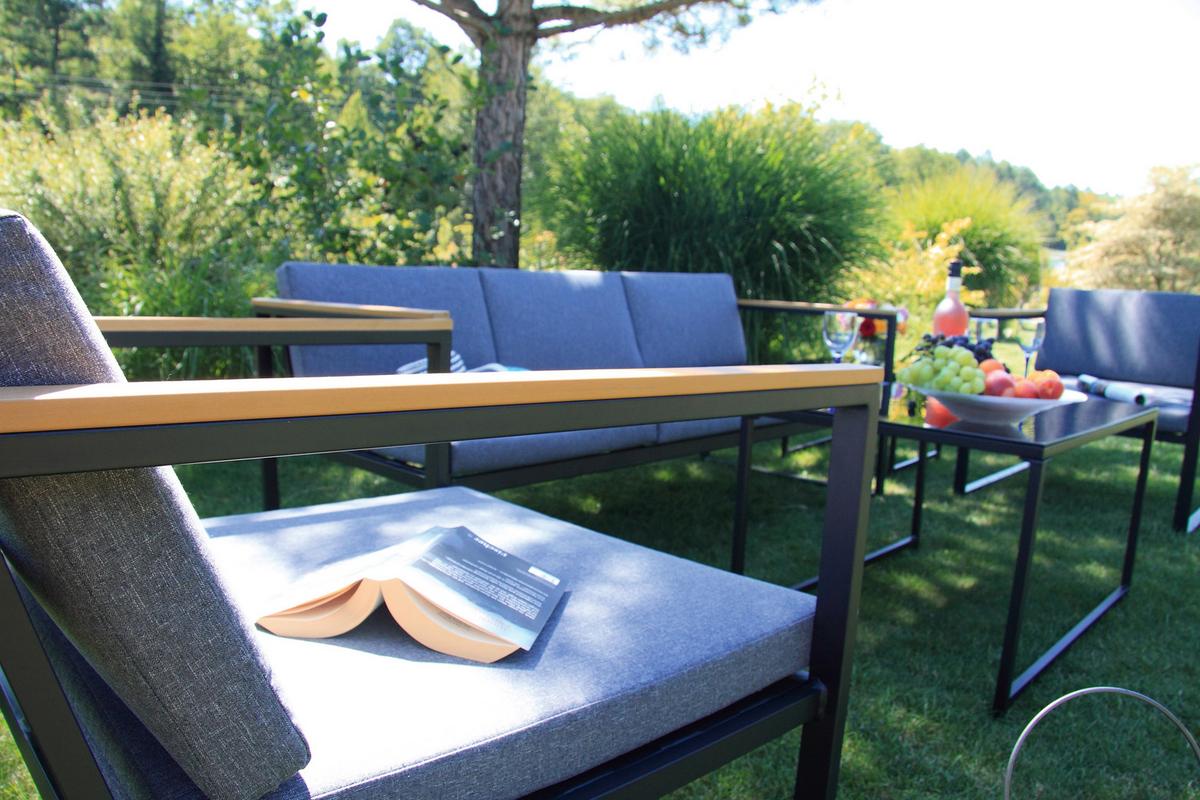 Loungegarnitur Space 5-tlg. Anthrazit - Anthrazit, Basics, Textil/Metall - Acamp