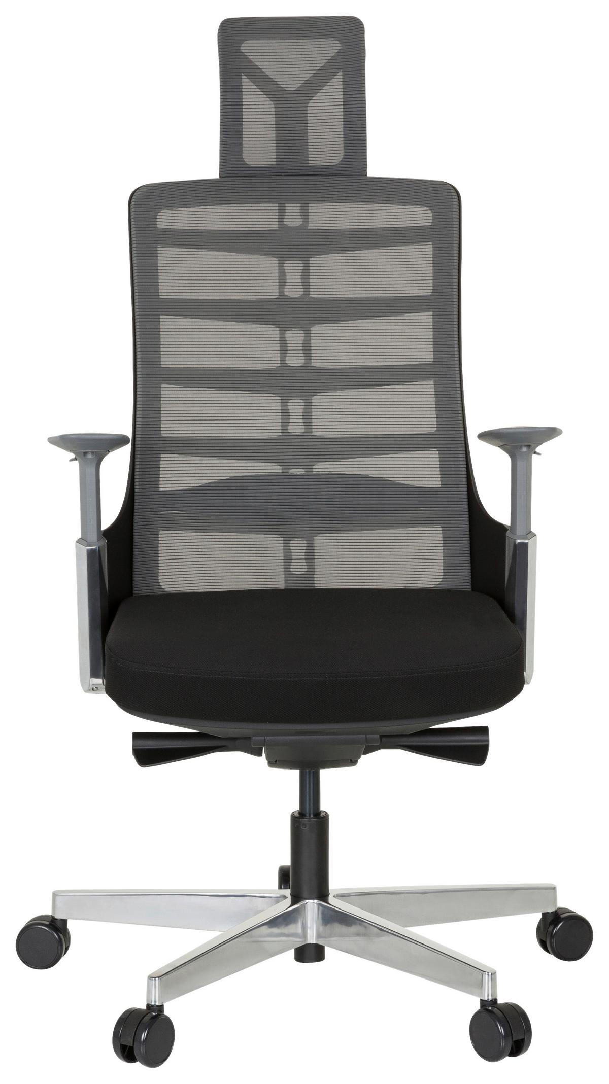 Drehstuhl Skarif Grau/Schwarz - Schwarz/Alufarben, MODERN, Kunststoff/Textil (64/128/62cm) - MID.YOU