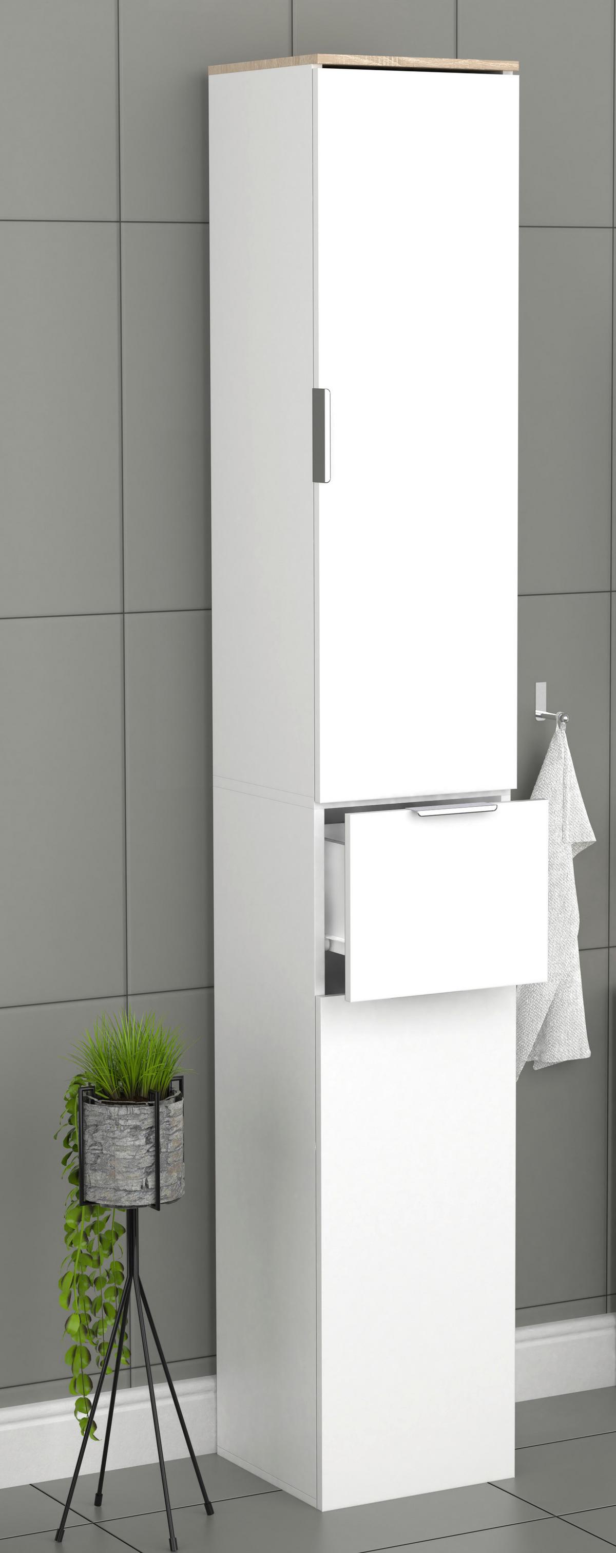 Hochschrank Donali ca. 30x190 cm Weiß/Eiche - Weiß/Sonoma Eiche, MODERN, Holzwerkstoff (30/190/30cm) - MID.YOU