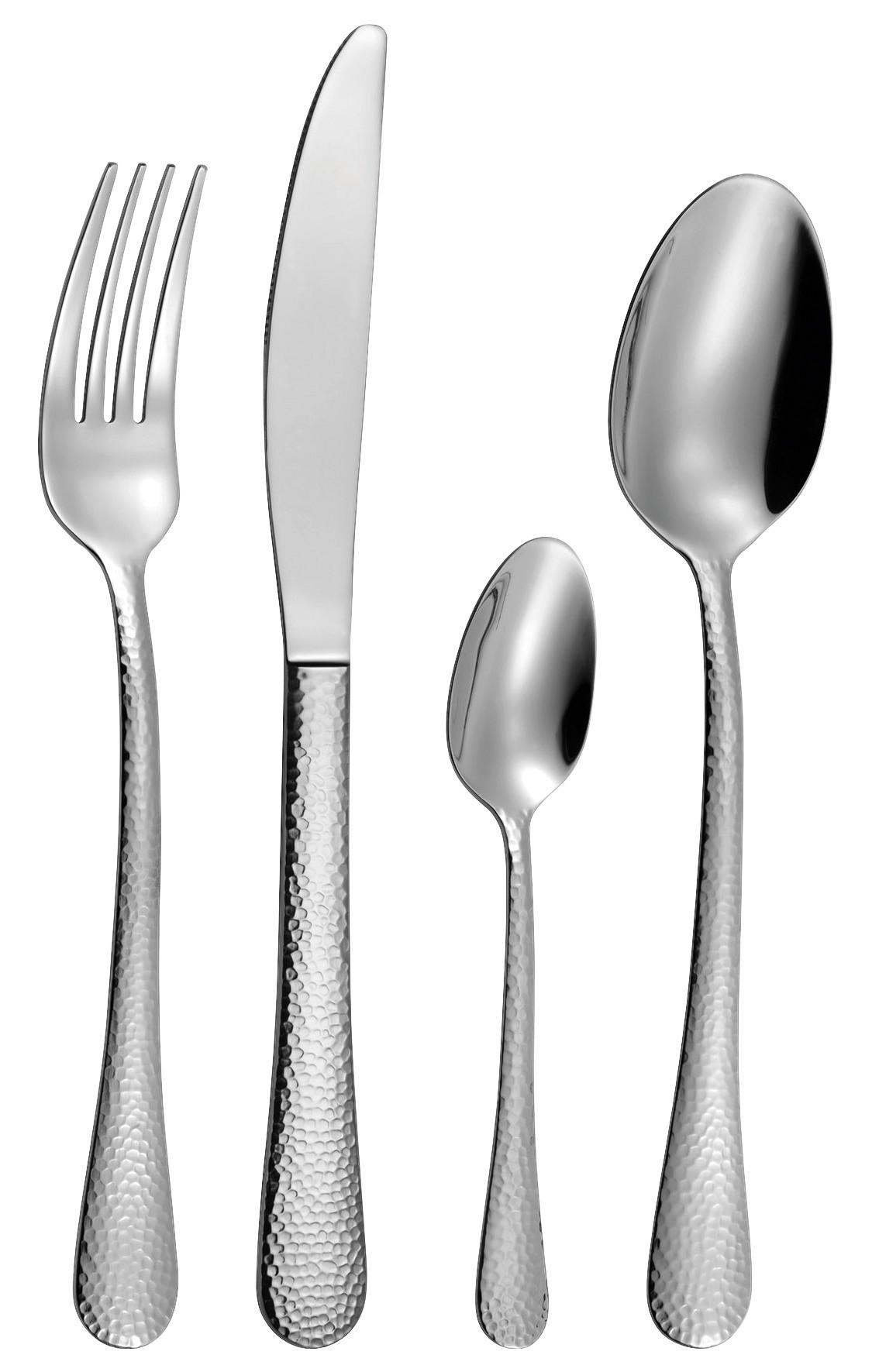 Besteckset Hammer aus Edestahl, 24-teilig - Silberfarben, Metall - Modern Living