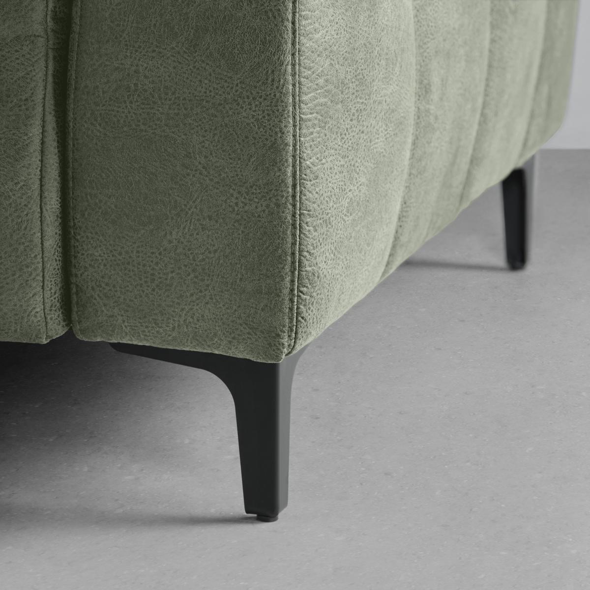 Ecksofa Panama links Olivgrün - Schwarz/Olivgrün, KONVENTIONELL, Textil/Metall (216/89-102/304cm) - Premium Living