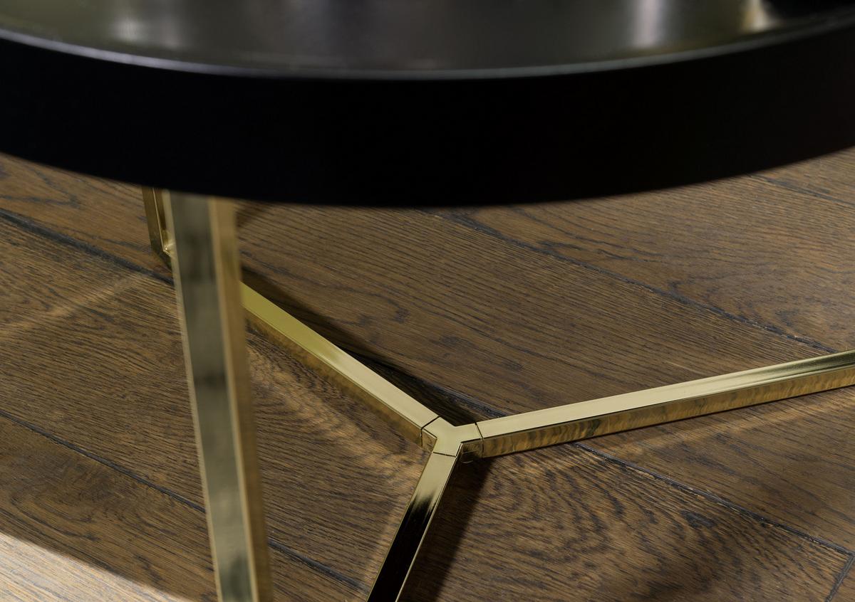 Couchtisch Eva Ø ca. 58,5 cm Schwarz - Goldfarben/Schwarz, Design, Holz/Holzwerkstoff (58,5/58,5/42cm) - MID.YOU