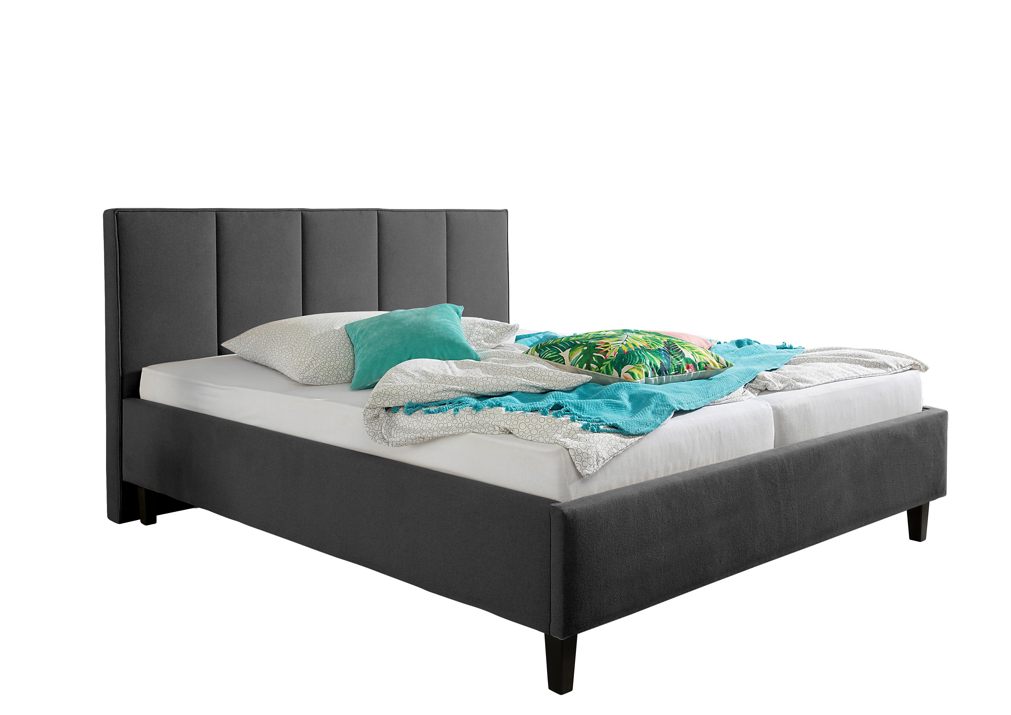 Polsterbett Avola Anthrazit ca. 180x200 cm - Anthrazit/Schwarz, MODERN, Holz/Textil (180/200cm) - Livetastic