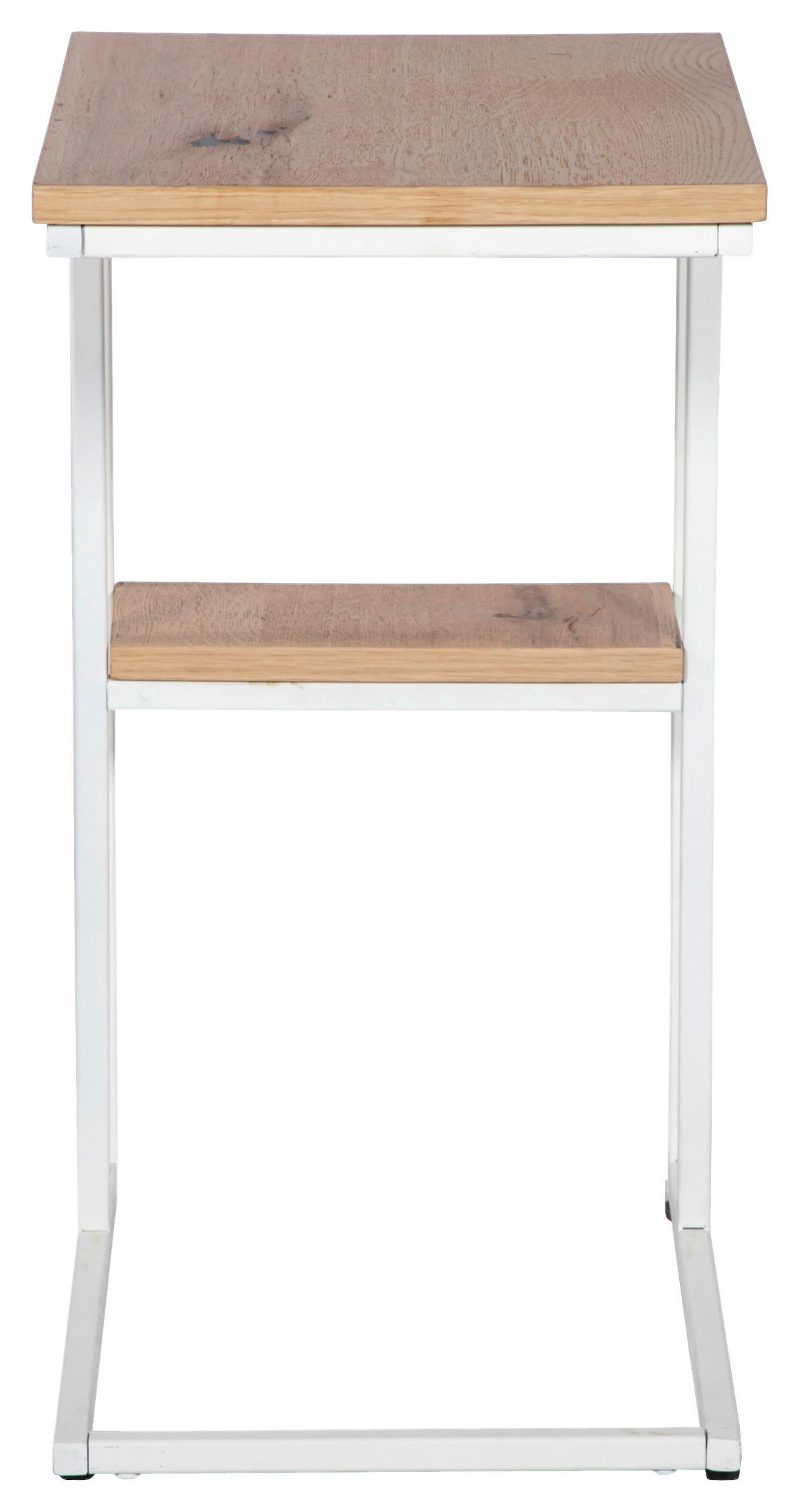 STOLIK BOCZNY ALCOBA - kolor dębowy/biały, Design, materiał drewnopochodny/metal (45/30/55cm) - Landscape