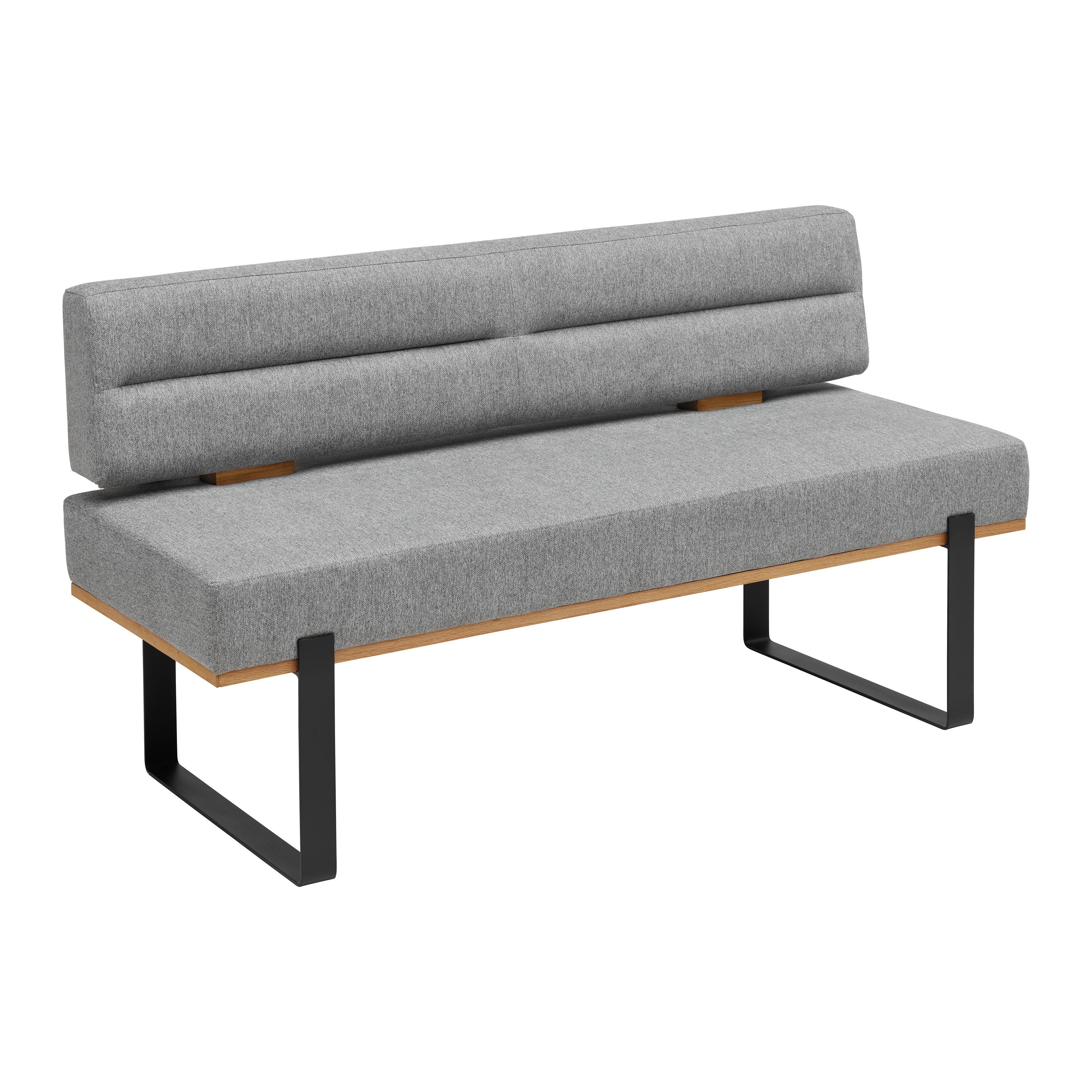 Sitzbank in Grau - Schwarz/Grau, KONVENTIONELL, Holz/Textil (160/85/60cm) - Based