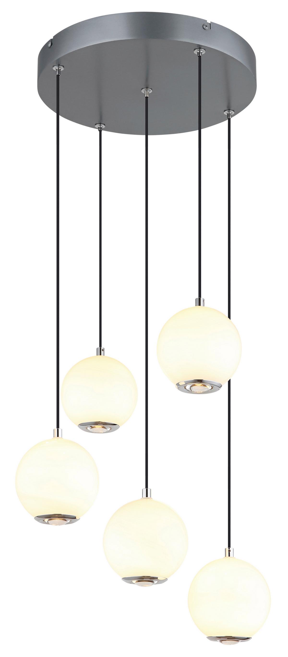 LED-HÄNGELEUCHTE 16062-5H SIMMONS - Klar/Chromfarben, Konventionell, Glas/Kunststoff (39/150cm) - Globo