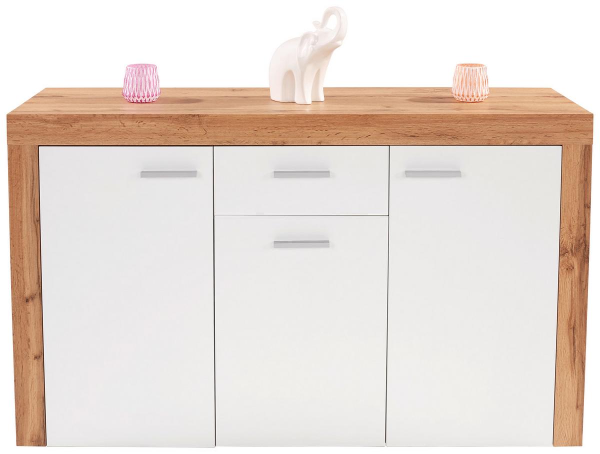 Comodă Focus - alb/culoare lemn stejar, Modern, material pe bază de lemn (133,9/79/39cm) - Modern Living