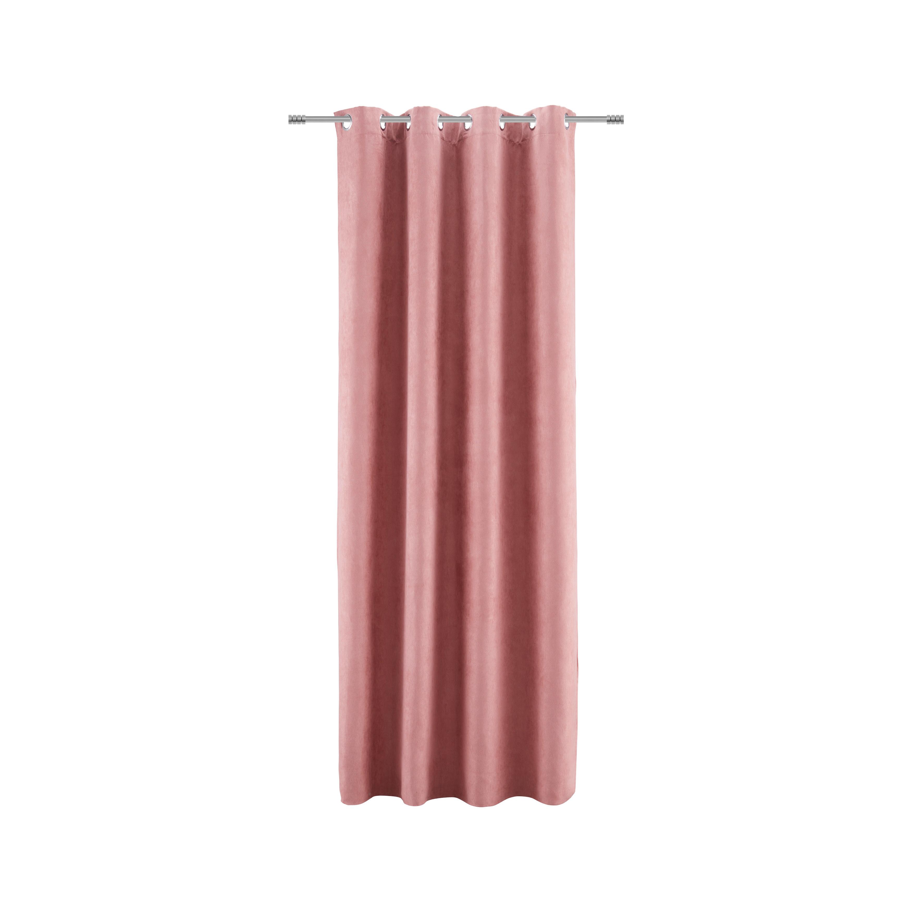 Zavesa Z Obročki Velours - roza, Konvencionalno (140/245cm) - Modern Living