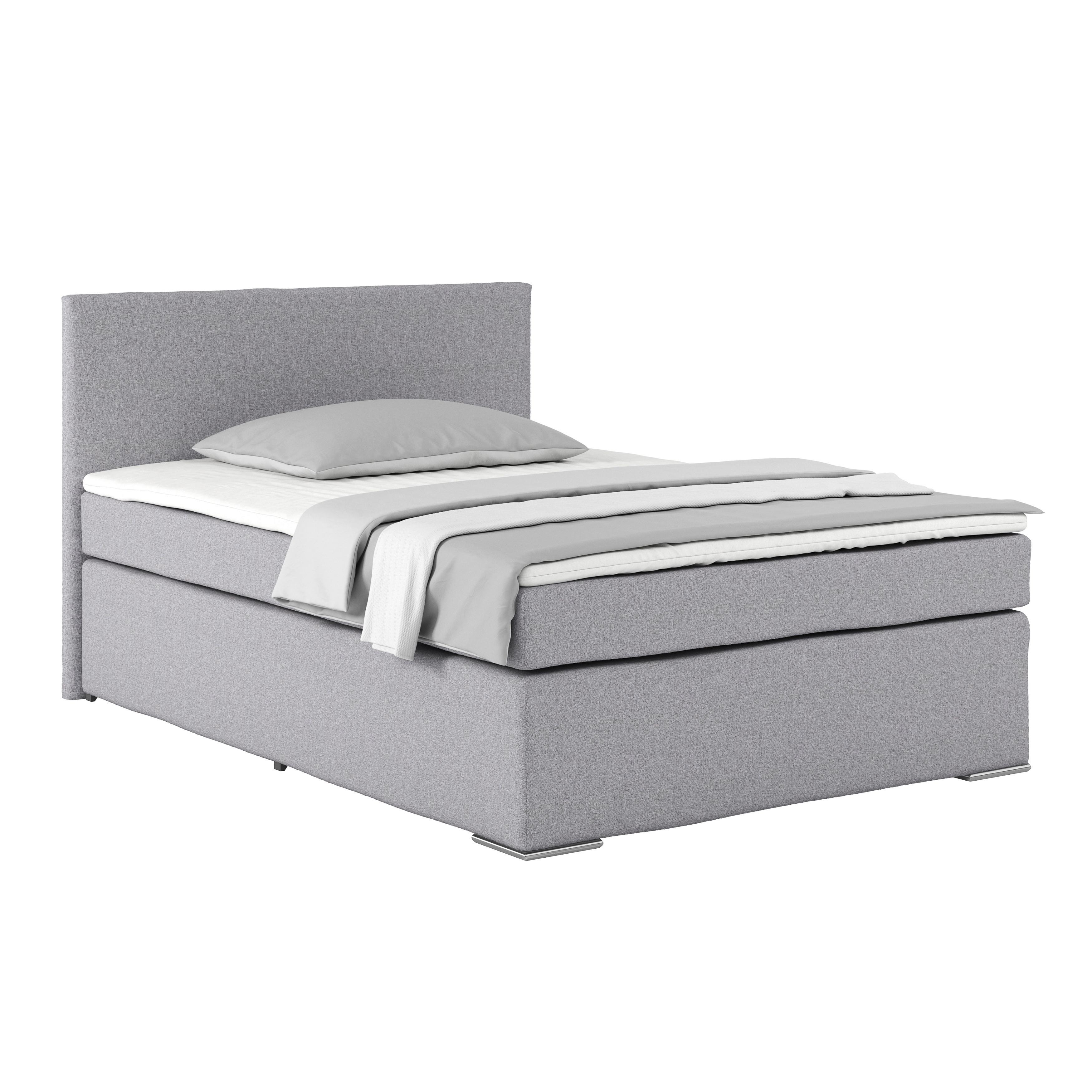 Boxspring Krevet Nero - sivo-smeđa/svijetlo siva, Konvencionalno, tekstil/metal (140/200cm) - Best Price