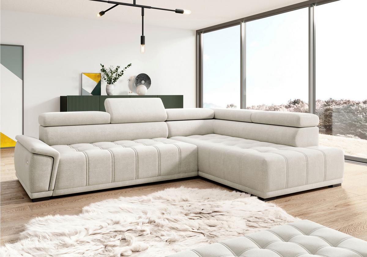 Kutna Garnitura Gremio - boje pijeska/crna, Moderno, tekstil/plastika (283/106cm) - Modern Living