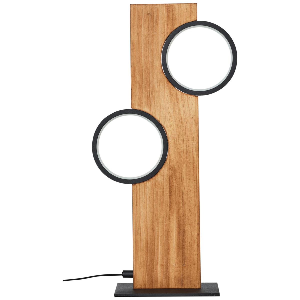 LED-Tischleuchte Cheesy Schwarz/Hellbraun max. 12 Watt - Hellbraun/Schwarz, Natur, Holz/Metall (50,4/25/12cm) - Brilliant