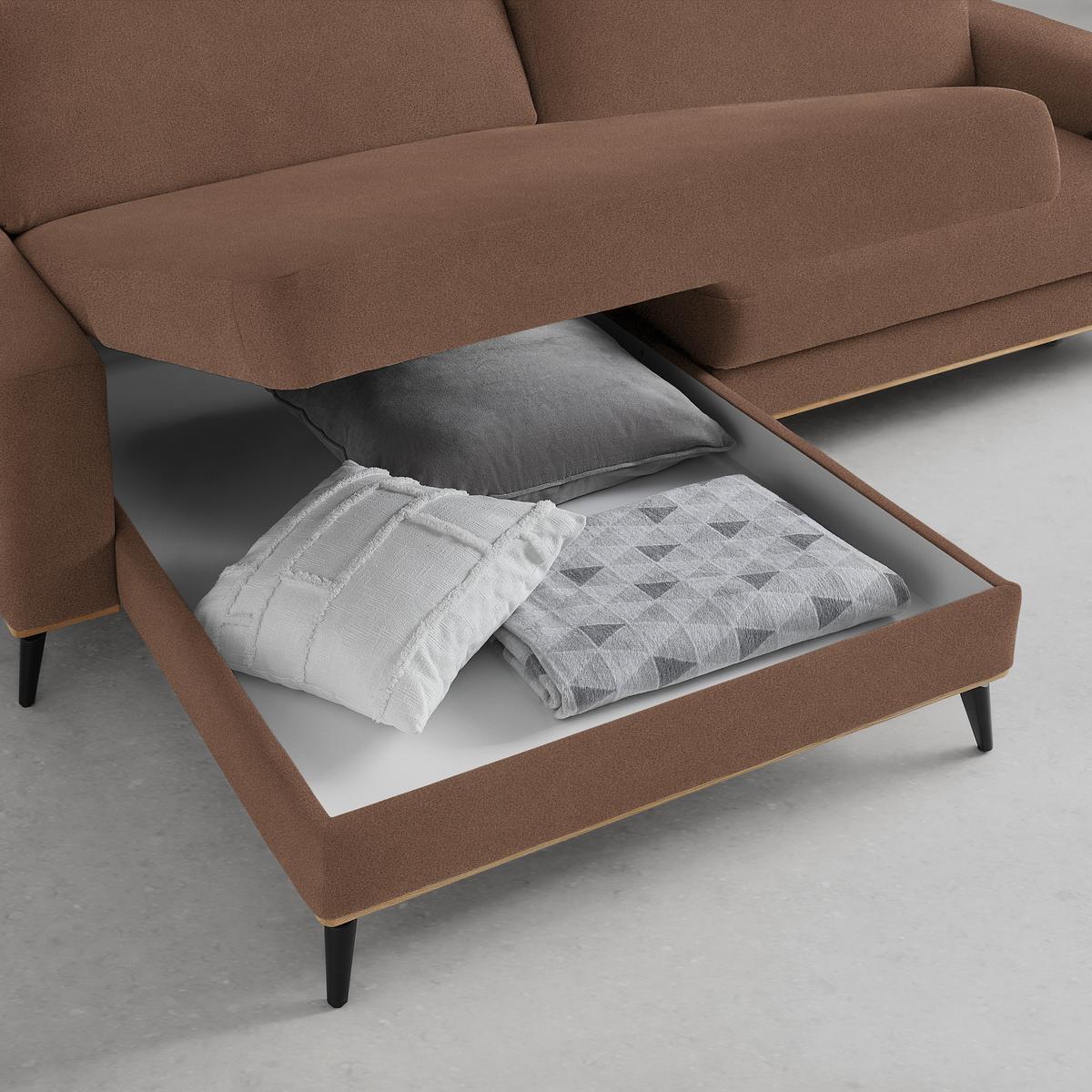 Wohnlandschaft Romeo Braun - Schwarz/Braun, KONVENTIONELL, Textil/Metall (167/87/234cm) - Zandiara