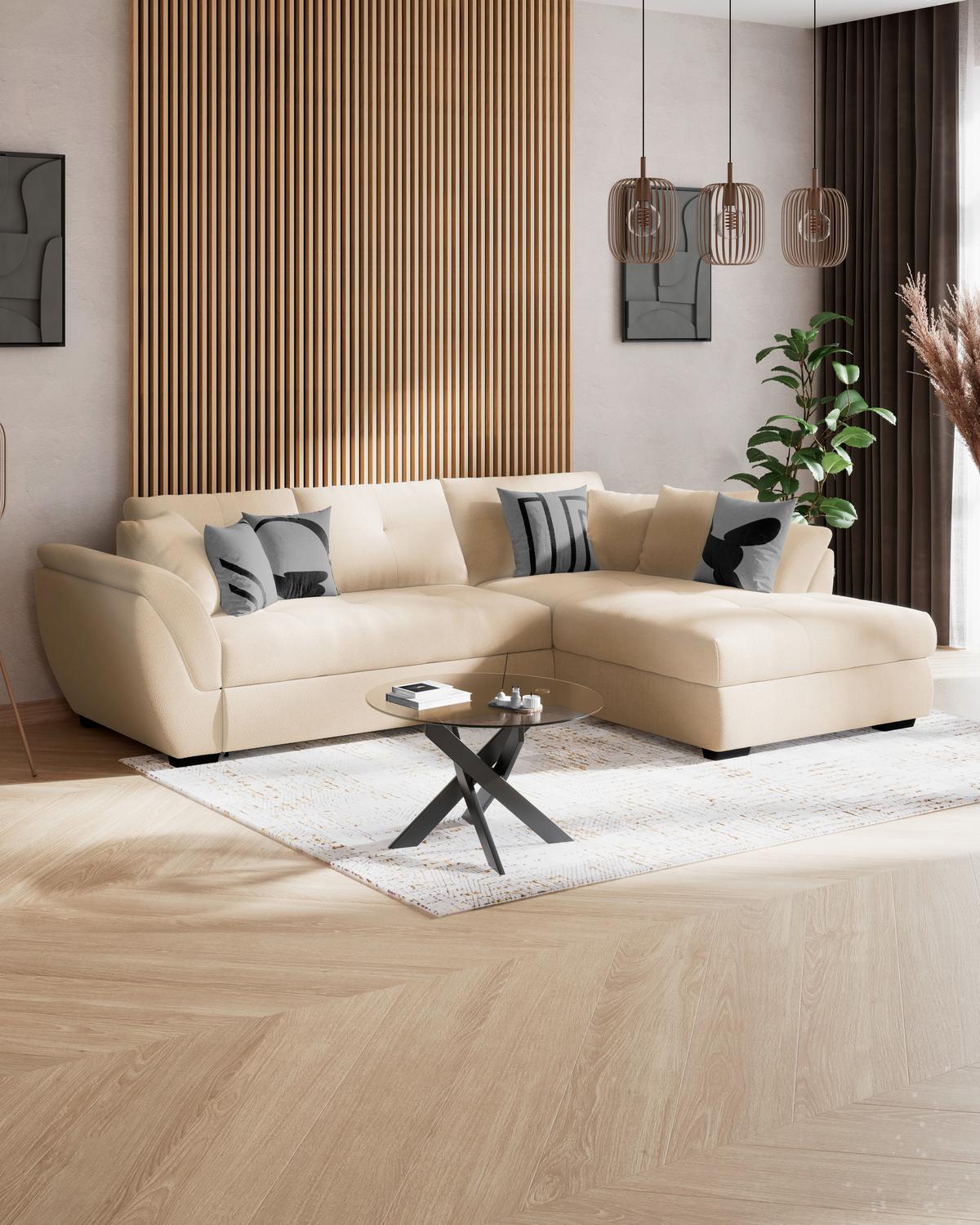 Kutna Garnitura Berisso - bež/crna, Konvencionalno, tekstil (278/187cm) - Ondega