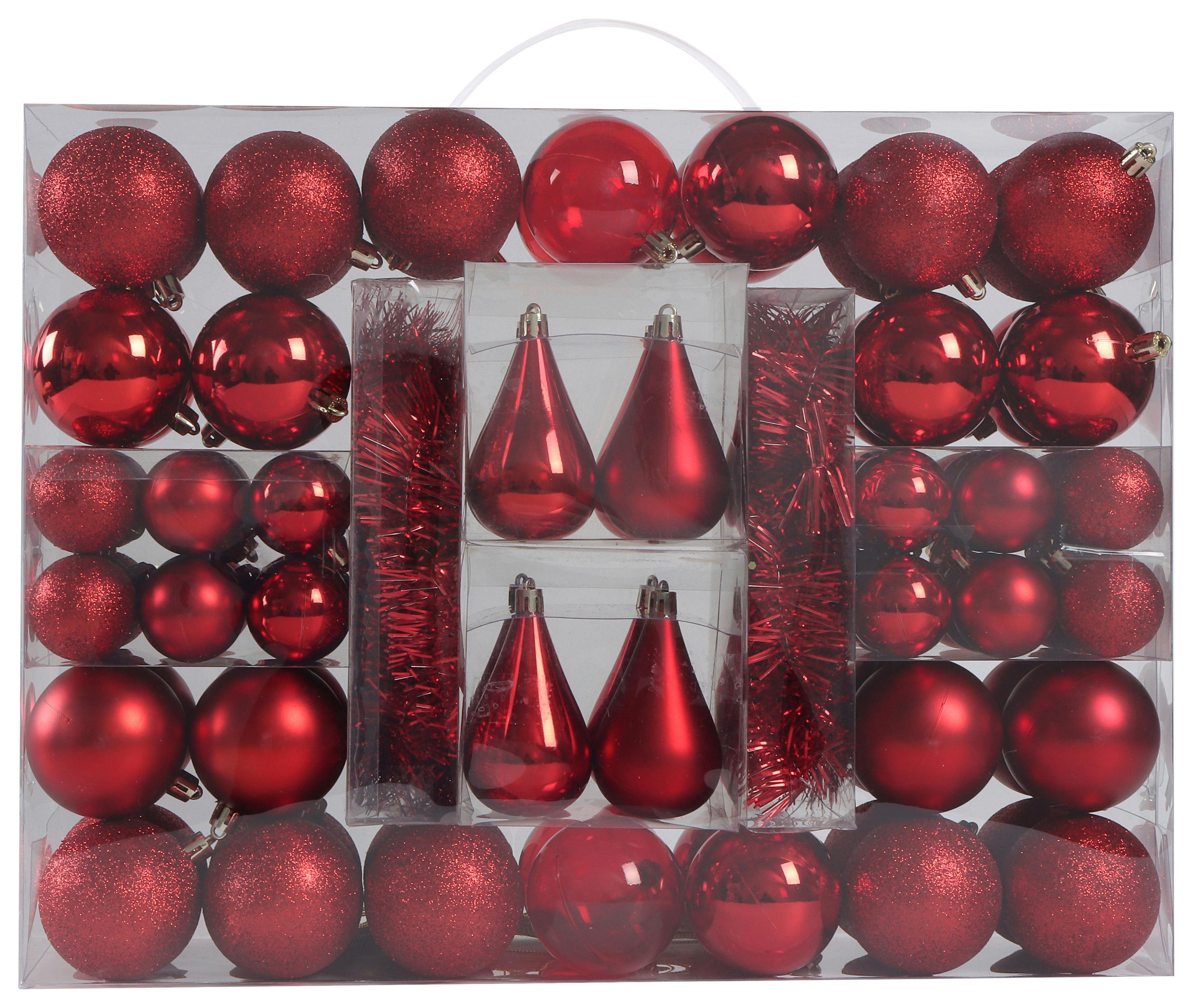 Christbaumkugel-Set Joy Rot - Rot, Kunststoff - Mömax