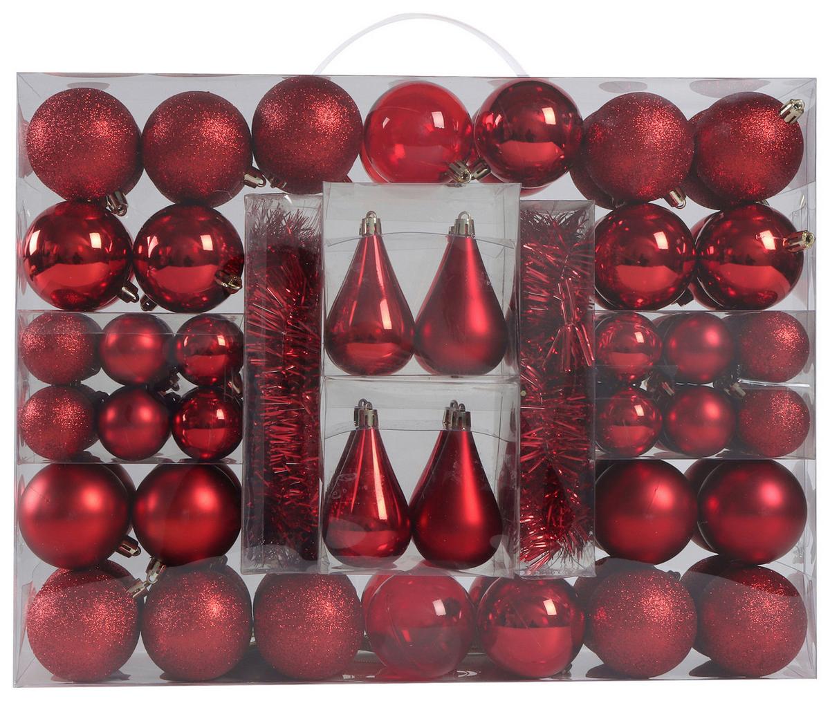 Christbaumkugel-Set Joy Rot - Rot, Kunststoff - Mömax