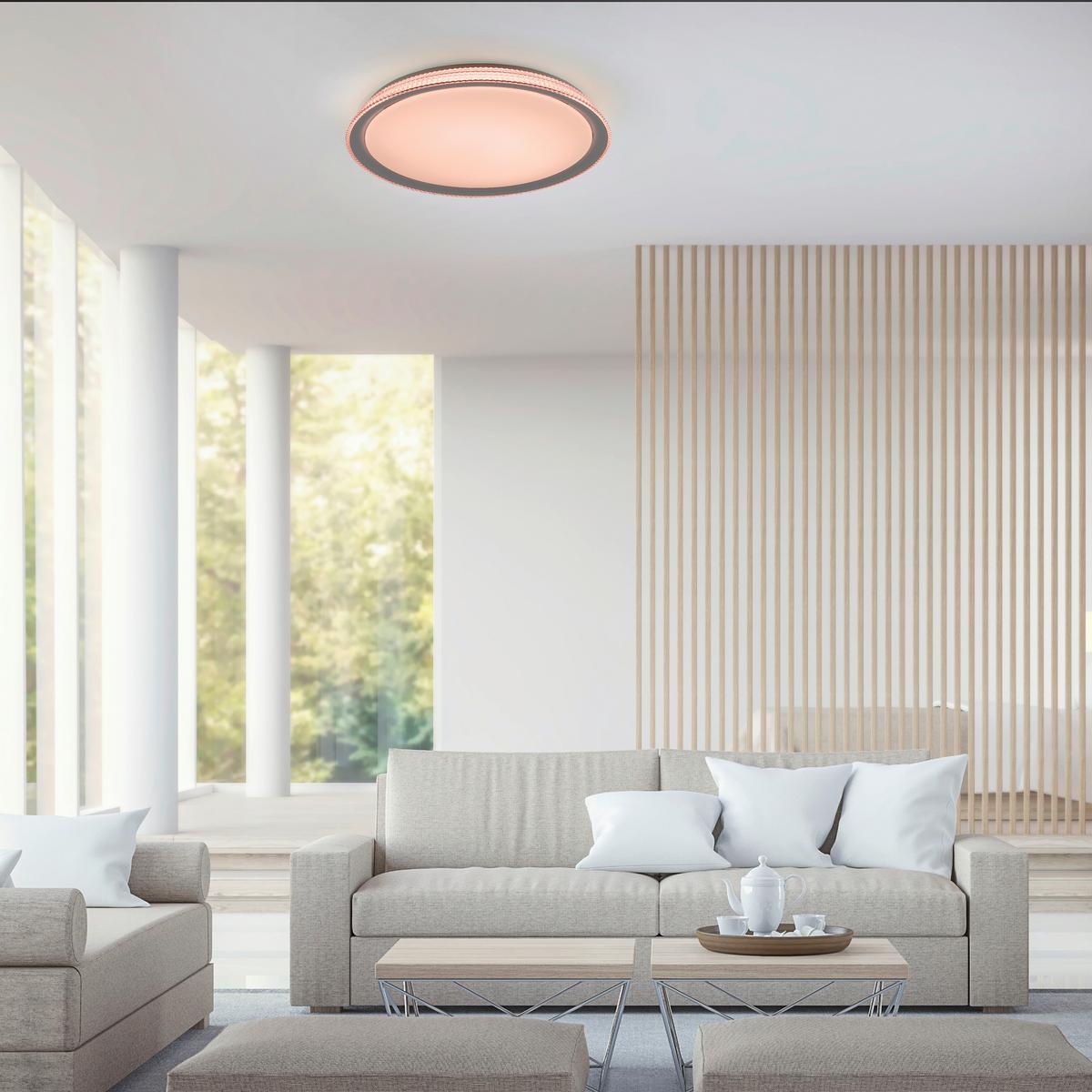 LED-Deckenleuchte Lolasmart Kari max. 40 Watt - Silberfarben/Weiß, Design, Kunststoff/Metall (51/51/9cm)