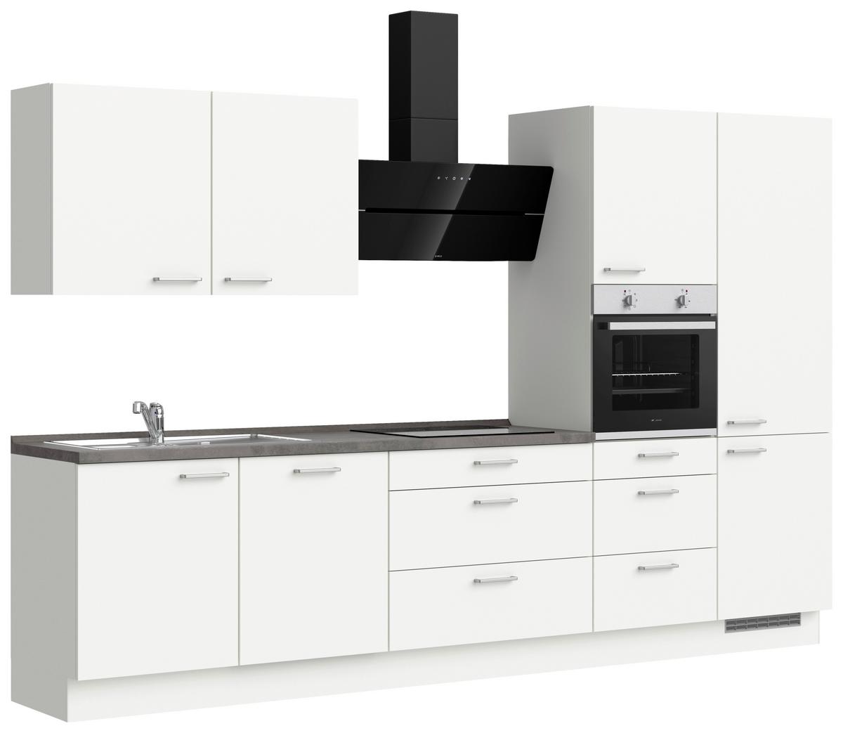 Küchenleerblock Touch High o. Geräte Weiß - Edelstahlfarben/Weiß, MODERN, Holzwerkstoff/Metall (330cm) - Nobilia