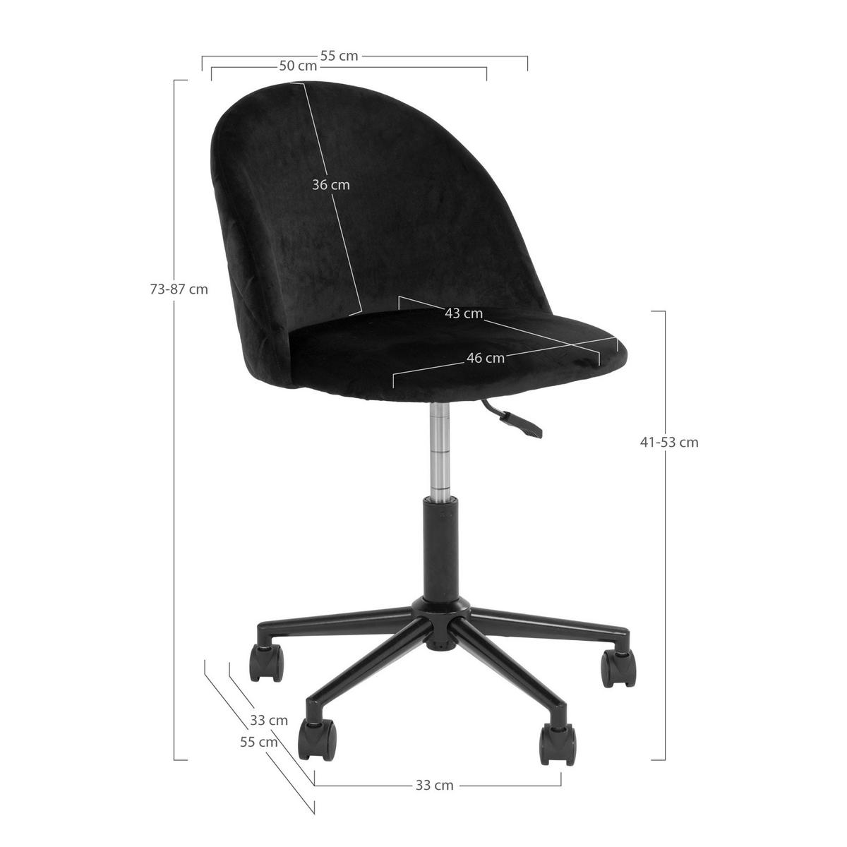 Drehstuhl Geneve Office Chair Schwarz/Chromfarben - Schwarzchrom/Schwarz, MODERN, Kunststoff/Textil (55/73-87/55cm) - MID.YOU
