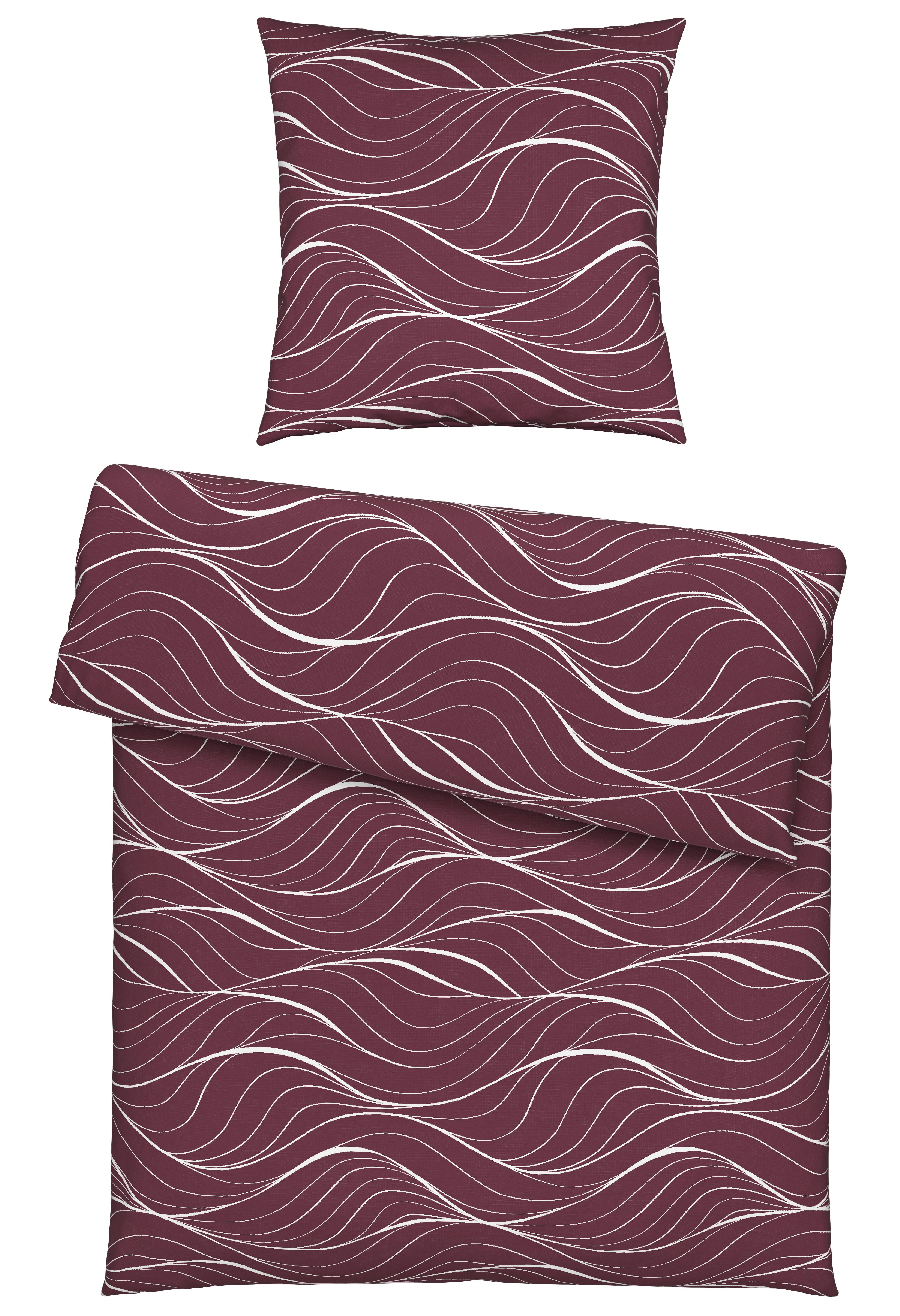 Bettwäsche Waves in Beere ca. 135x200cm - Beere, Textil (135/200cm) - Modern Living