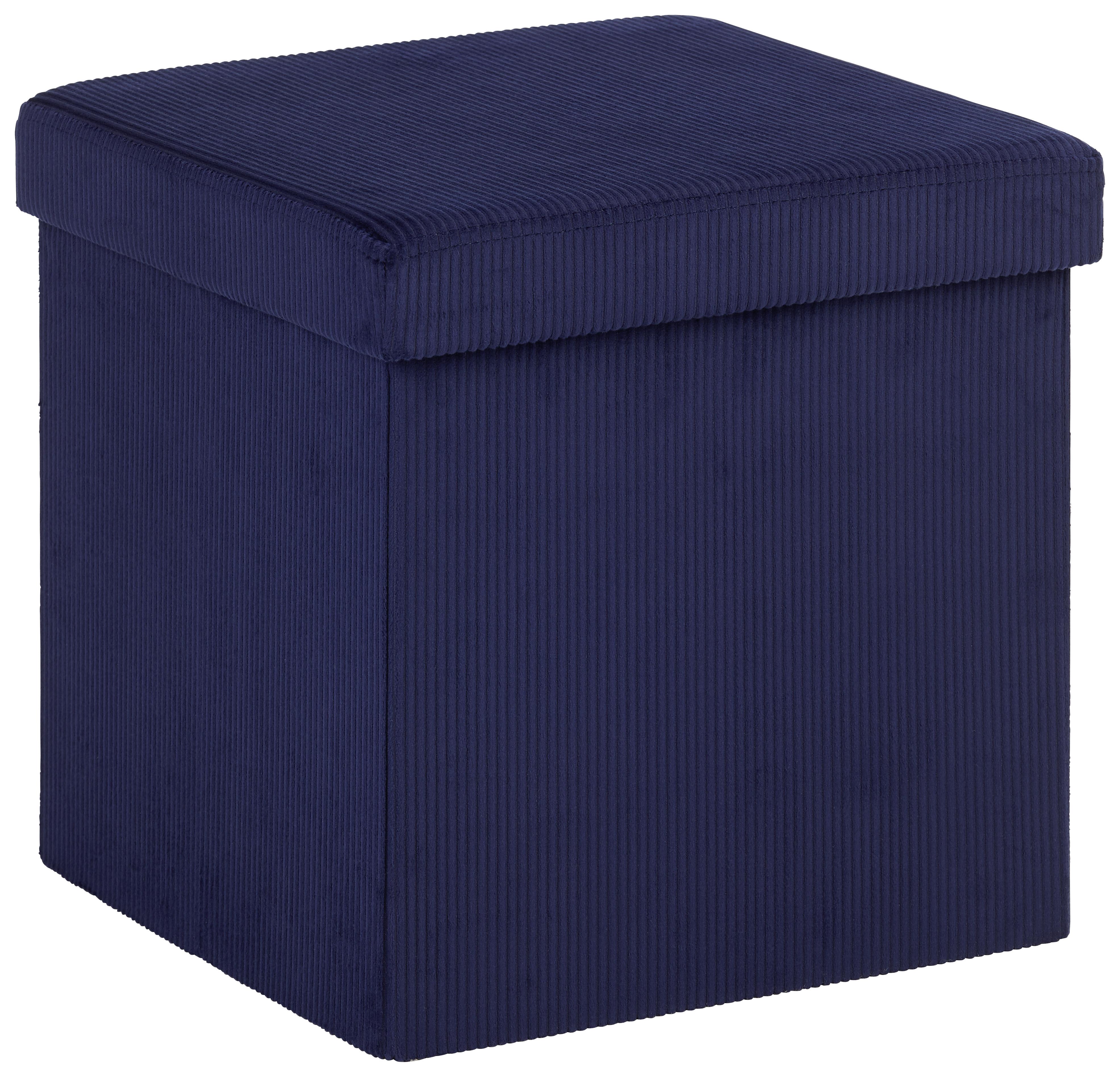 Zaboj Za Sedenje Cord -Sb- - temno modra, tekstil (38/38/38cm) - Modern Living