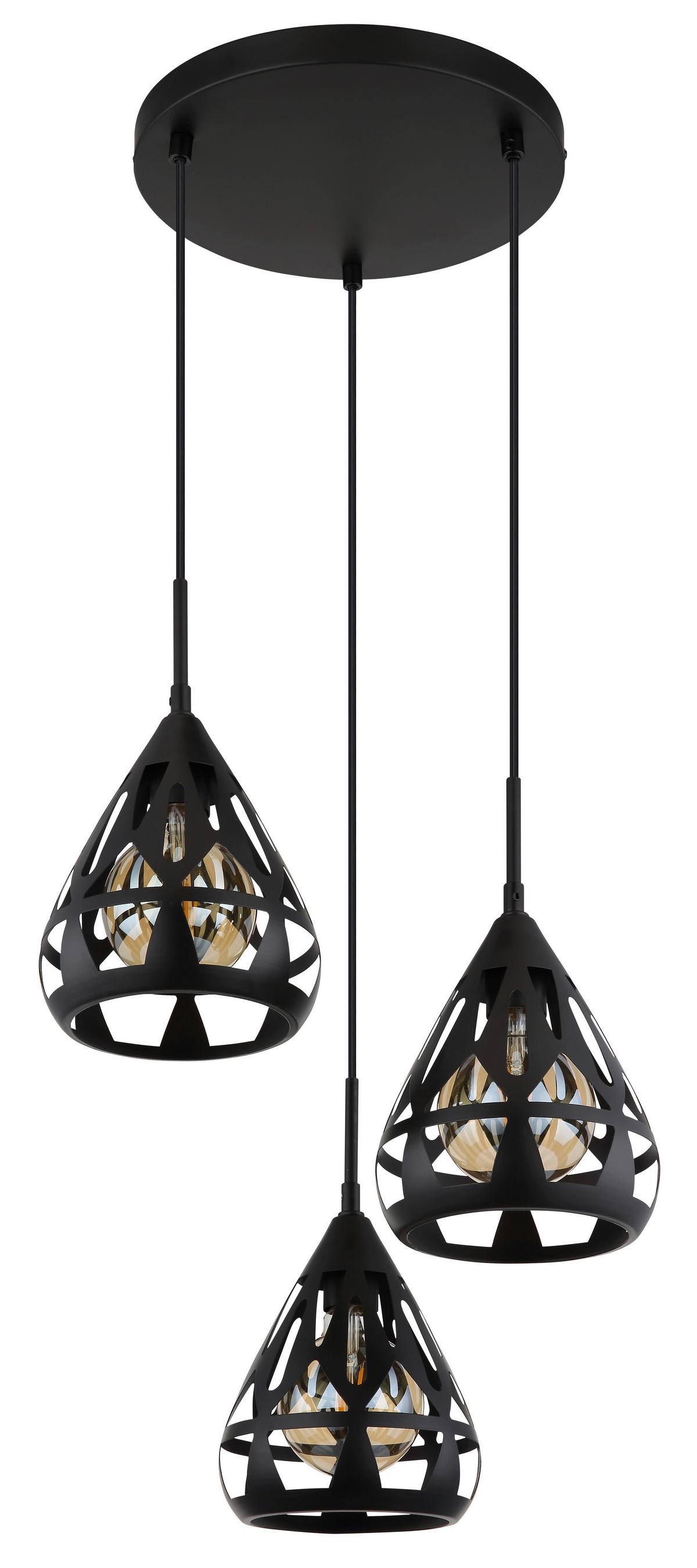 Hängeleuchte Hassan Schwarz max. 40 Watt - Schwarz, Trend, Kunststoff/Metall (41/120cm) - Globo