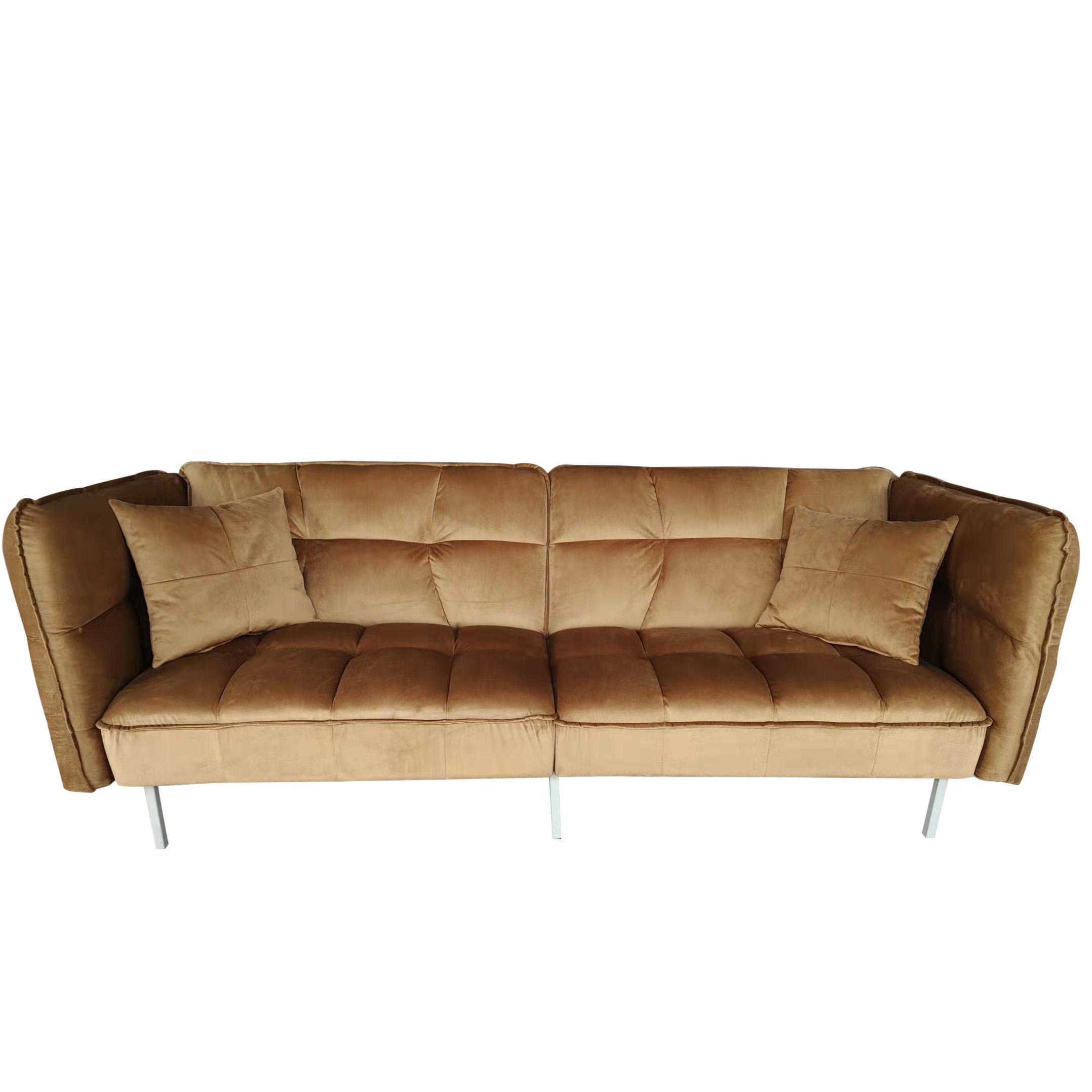 Sofa "Nelly", Dreisitzer, beige, Samtbezug - Beige/Silberfarben, MODERN, Holz/Textil (208/78/76,5cm) - Bessagi Home