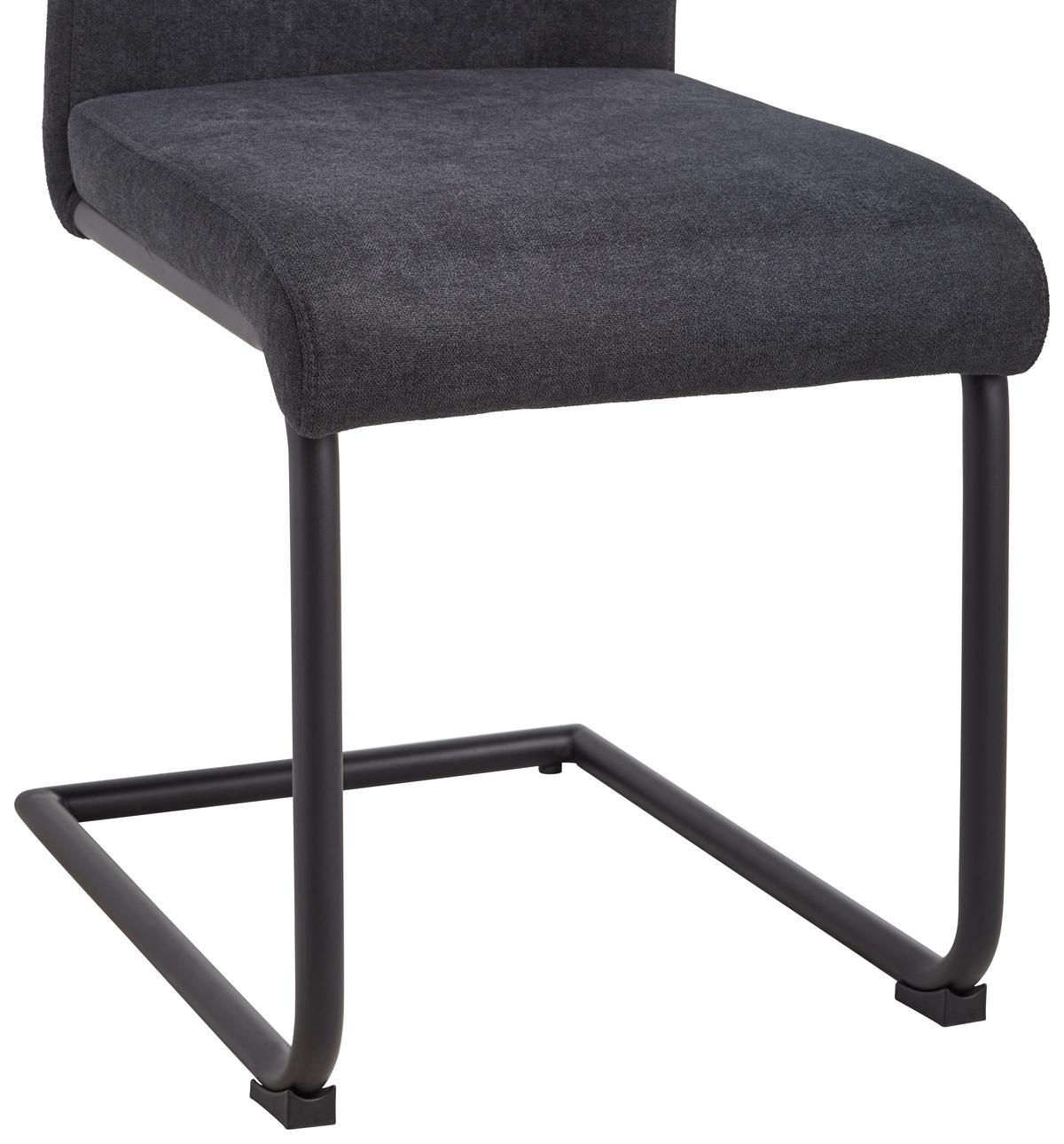 KRZESŁO NA PŁOZIE MAXL - antracytowy/czarny, Basics, metal/drewno (44/99/63cm) - MID.YOU