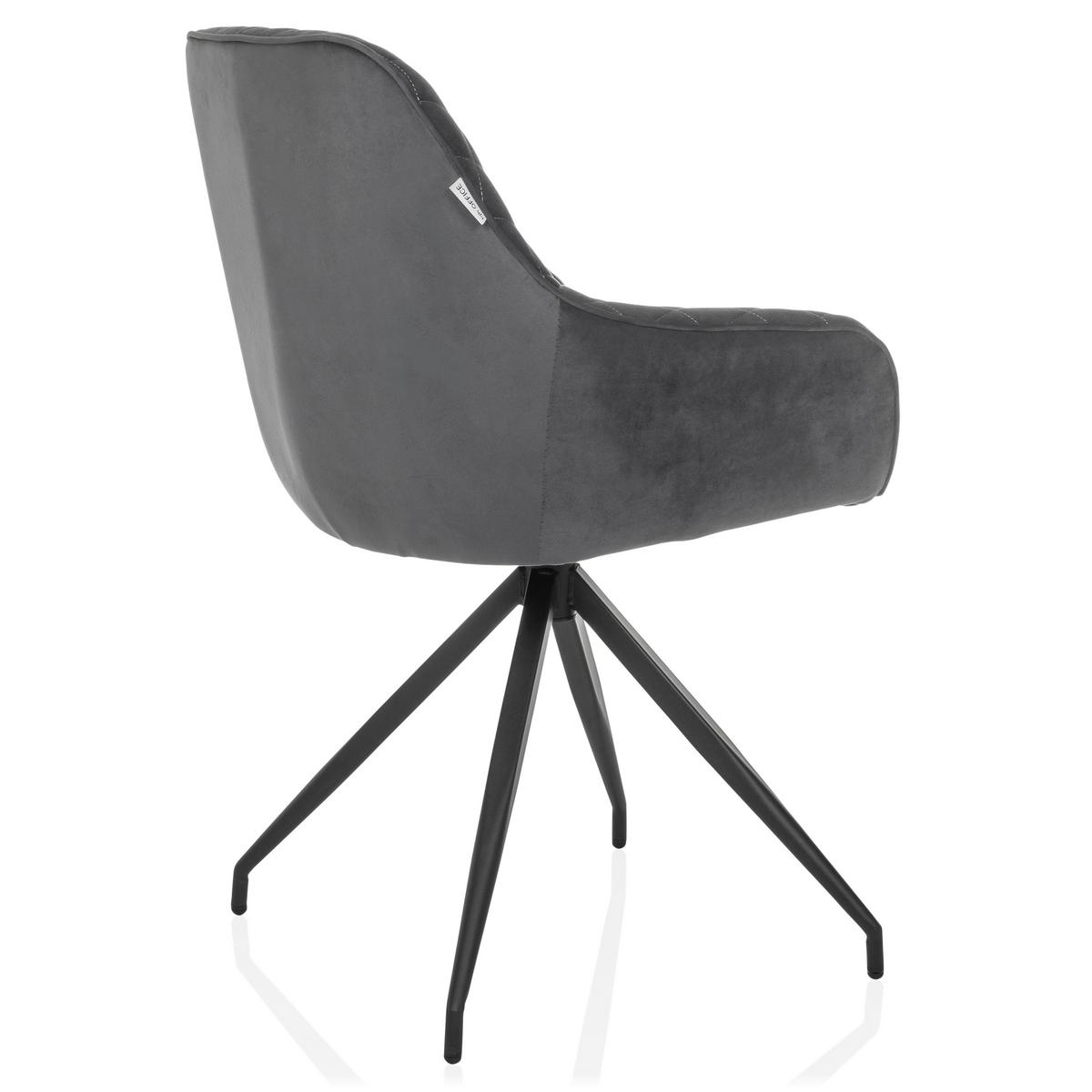 Naslanjač Elverum, Siva - siva/črna, Moderno, kovina/tekstil (58/87/57cm) - MID.YOU