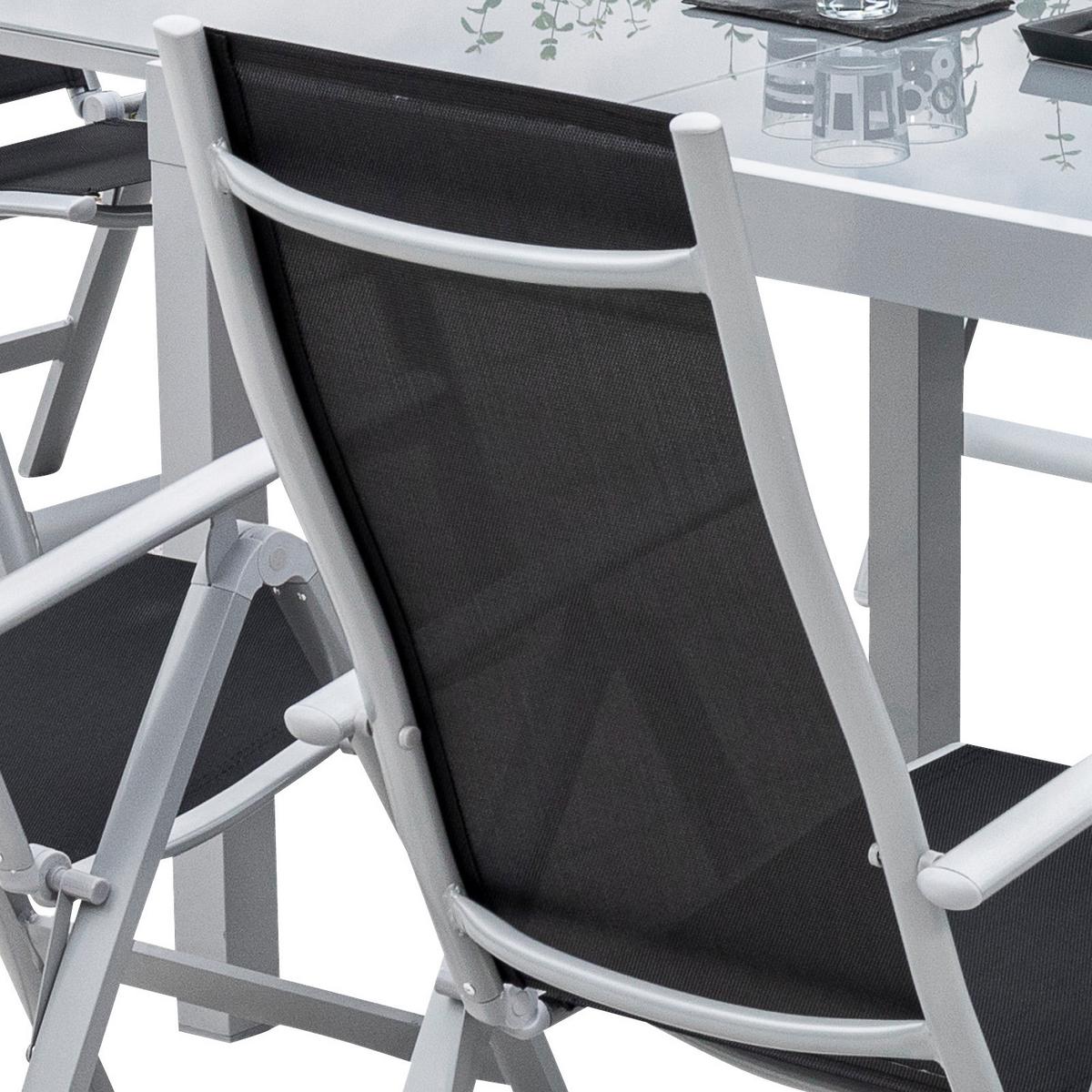 Set Zložljivih Vrtnih Stolov Carrara, 2 Kos, Srebrna, Črna - srebrne barve/črna, Romantika, kovina/tekstil (60/108/70cm) - Gardenson