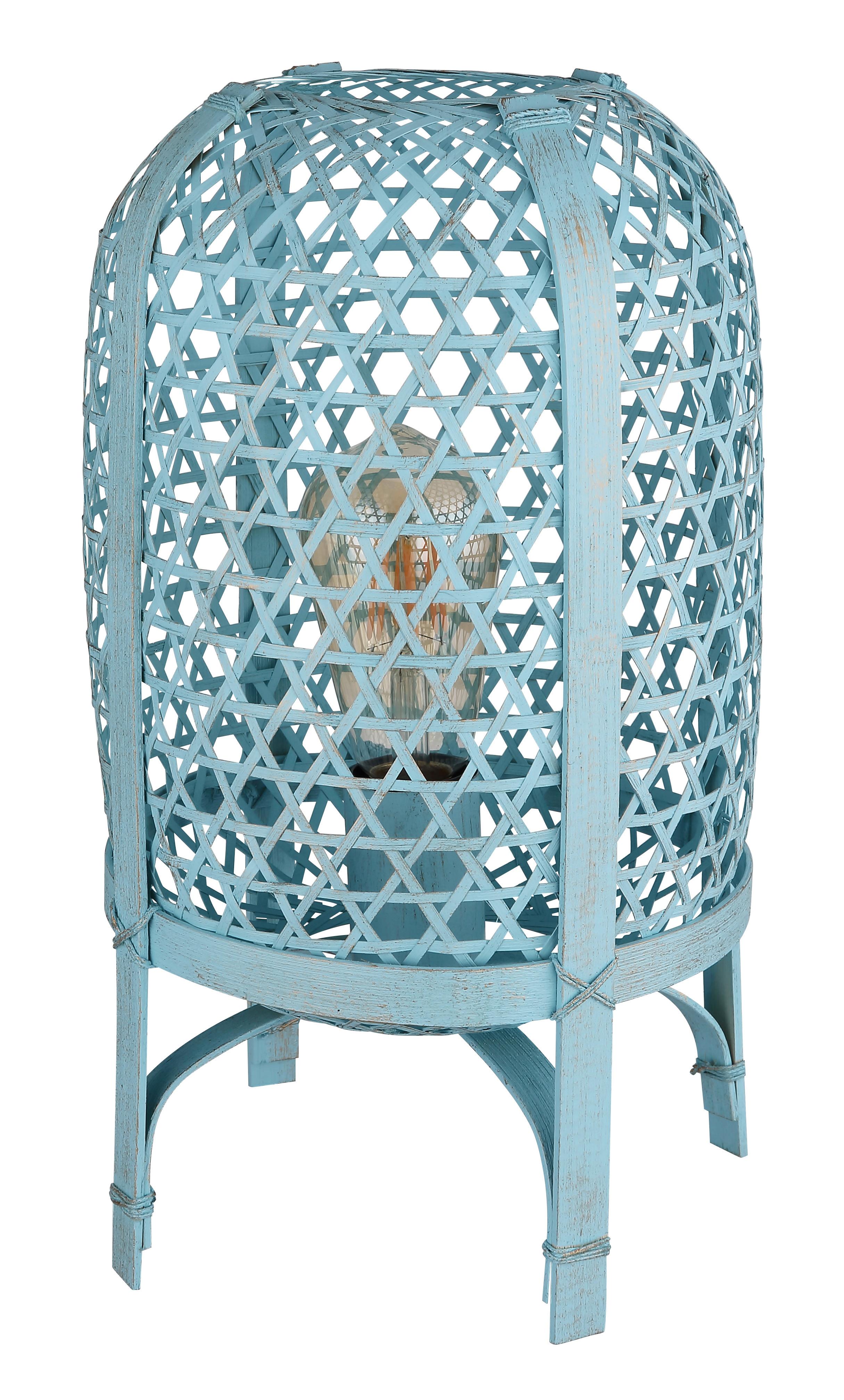 Tischleuchte Cairo Blau max. 60 Watt - Blau, Natur, Naturmaterialien/Metall (22/37cm) - Globo