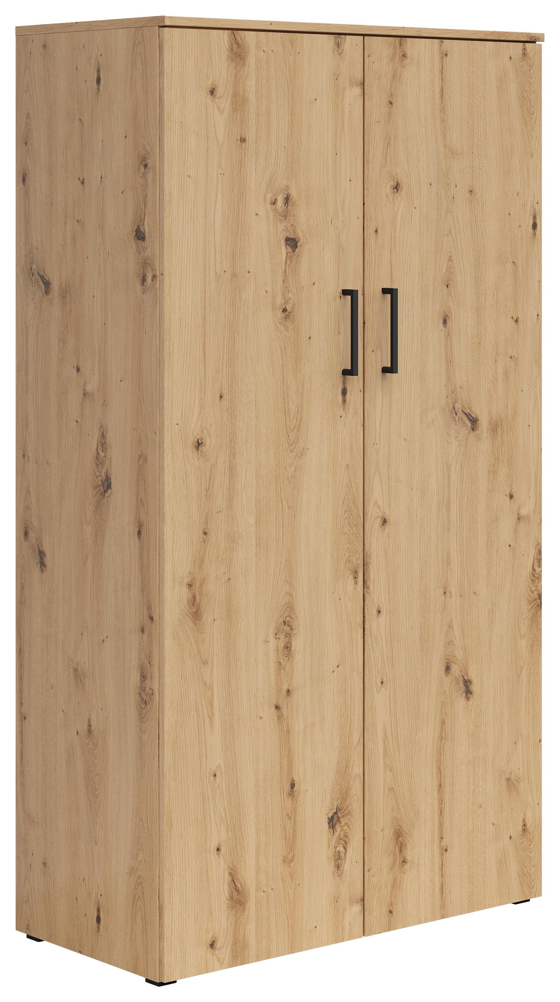 Schrank Multistauraum Eiche Artisan - Schwarz/Eiche Artisan, MODERN, Holzwerkstoff/Kunststoff (80/147/40cm) - Mömax