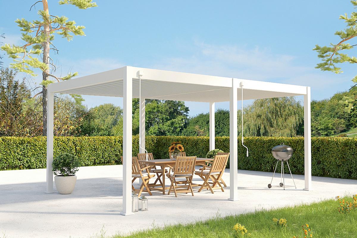 Pergola Superior, Bela, 3,6x5,3m - bela/visoki sijaj, Basics, kovina (360/255/530cm) - Gardenson