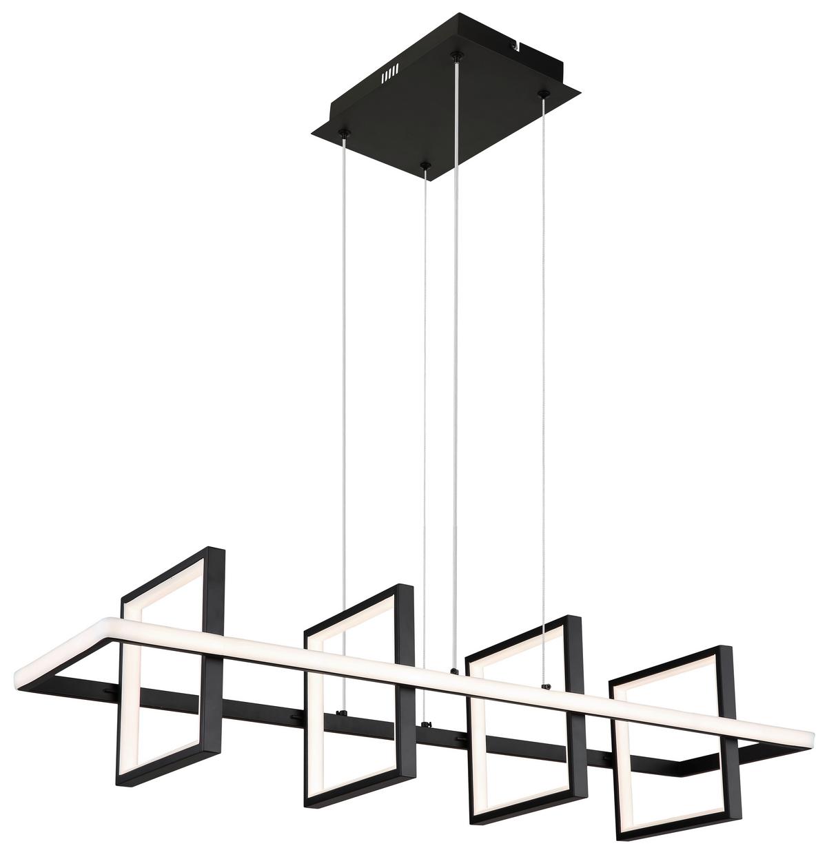 LED-HÄNGELEUCHTE 67194-60 - Opal/Schwarz, Design, Kunststoff/Metall (90/28cm) - Globo