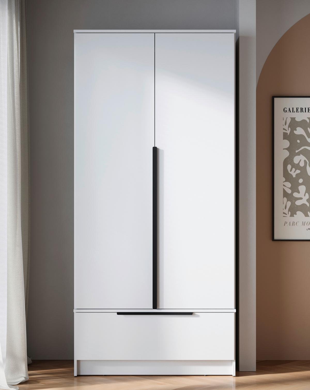 Omara Za Oblačila Spirit, Bela - črna/bela, Konvencionalno, kovina/leseni material (90,2/192,9/51cm) - P & B