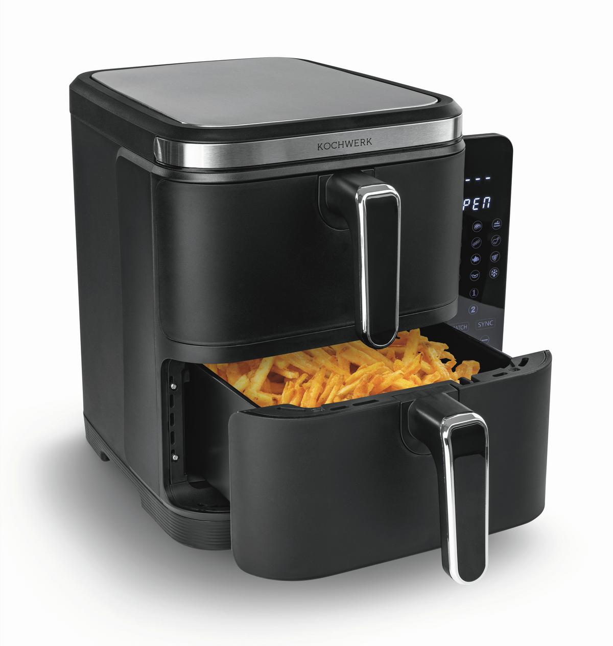 Heißluftfritteuse Kochwerk Schwarz max. 2800 Watt - Schwarz, MODERN, Kunststoff/Metall (38,7/30,3/31,9cm)