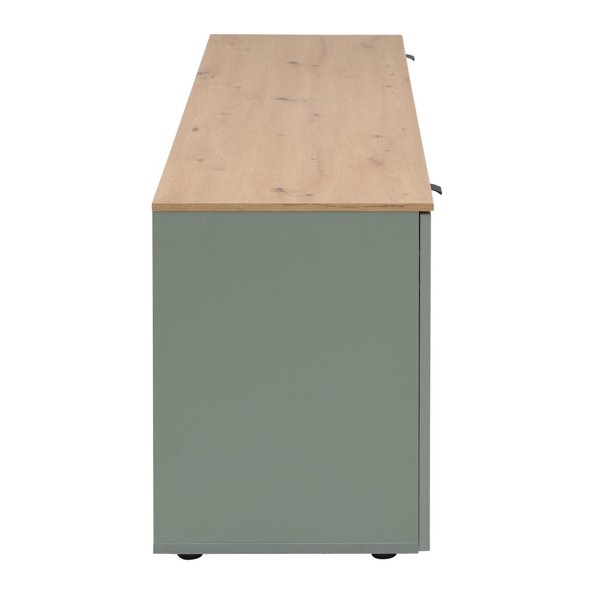 Lowboard Bahia-M Grün/Eiche Artisan - Schwarz/Eiche Artisan, MODERN, Holzwerkstoff/Metall (180/54/41cm) - Mömax