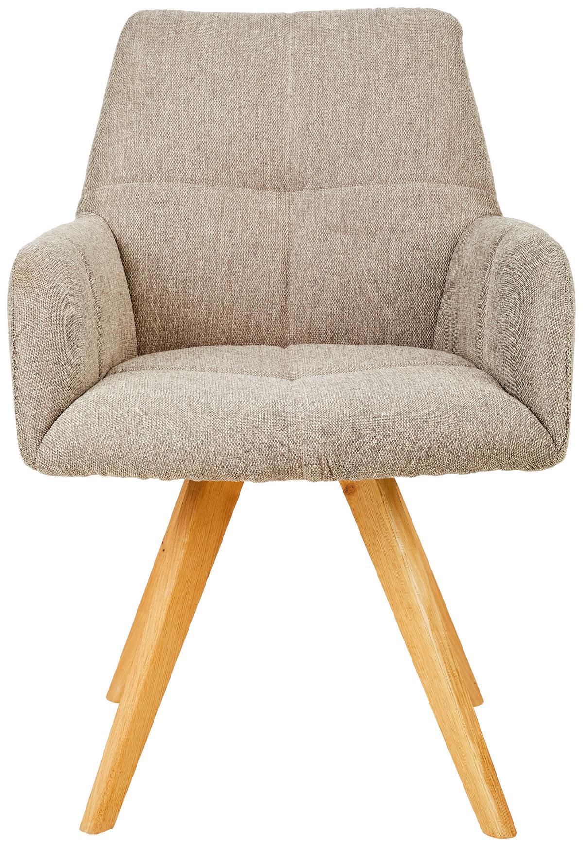 KRZESŁO Z PODŁOKIETNIKAMI PISA - kolor dębowy/taupe, Konventionell, drewno/tkanina (62/87,5/68,5cm) - Linea Natura