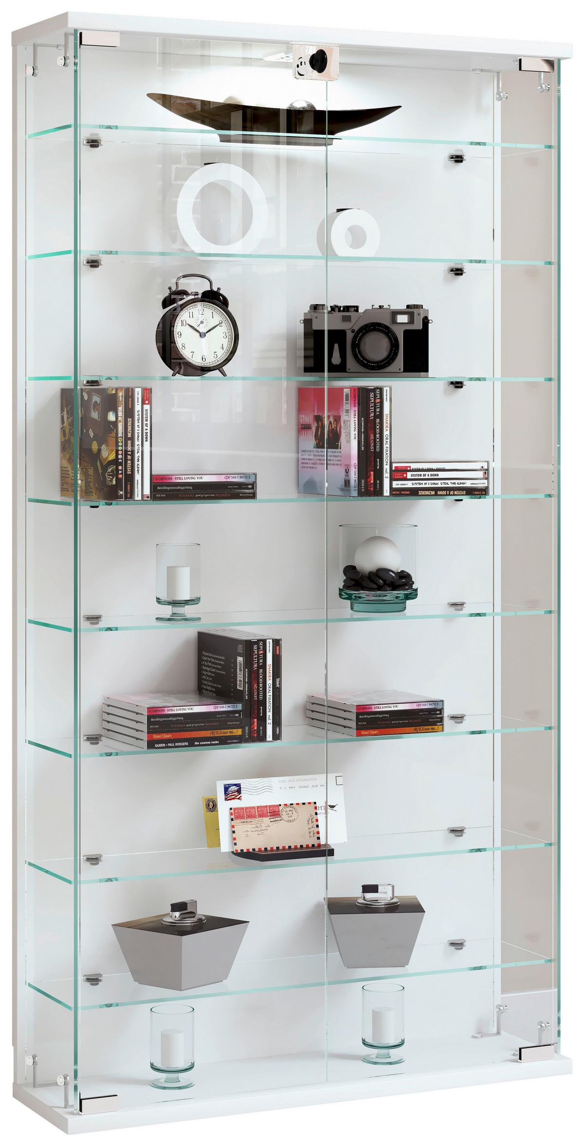 VITRINE RELAS L - Weiss/Transparent, Design, Glas/Holzwerkstoff (59/114/17cm) - MID.YOU