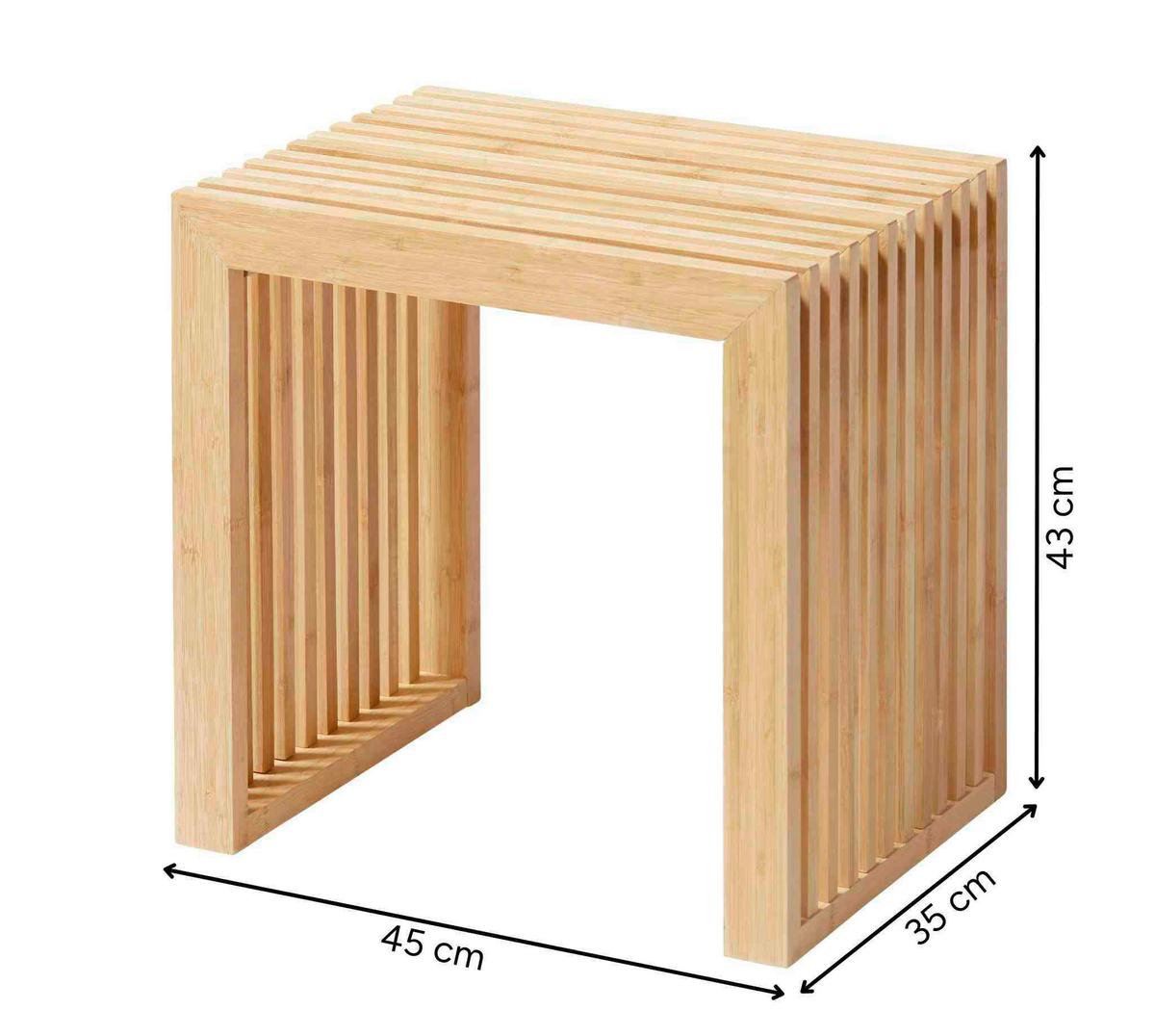 Hocker RIB ca. 45x43x35 cm - Beigebraun, KONVENTIONELL, Holz (45/43/35cm) - MID.YOU