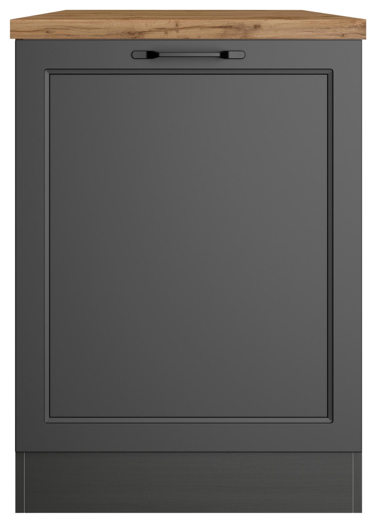 Küchenunterschrank Meran ca. 60x86x60 cm Grau/Eiche - Eiche Wotan/Schwarz, LIFESTYLE, Holzwerkstoff/Metall (60/86/60cm) - Held