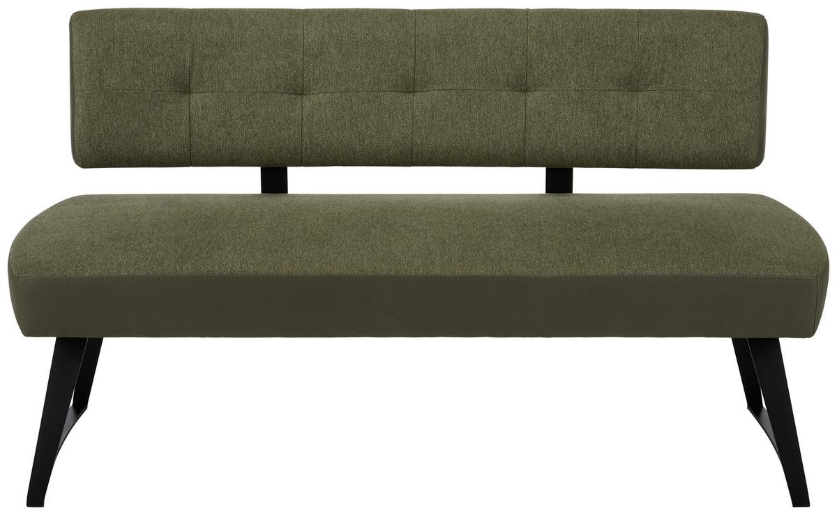 Sitzbank in Grün ca. 180cm - Schwarz/Grün, Modern, Textil/Metall (180cm) - Premium Living