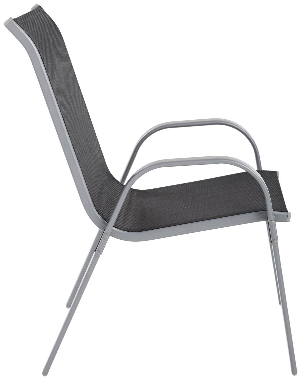 ZESTAW FOTELI OGRODOWYCH CASTIGLIONE - kolor srebrny/czarny, Modern, metal/tkanina (54/94/73cm) - Ambia Garden