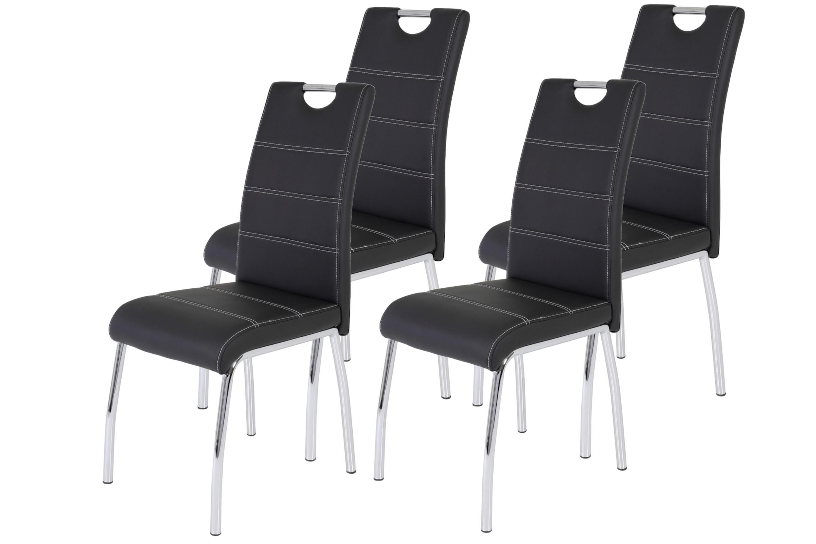 STUHL-SET SUSI S 4ER-SET - Chromfarben/Schwarz, MODERN, Textil/Metall (44/98/61cm) - MID.YOU