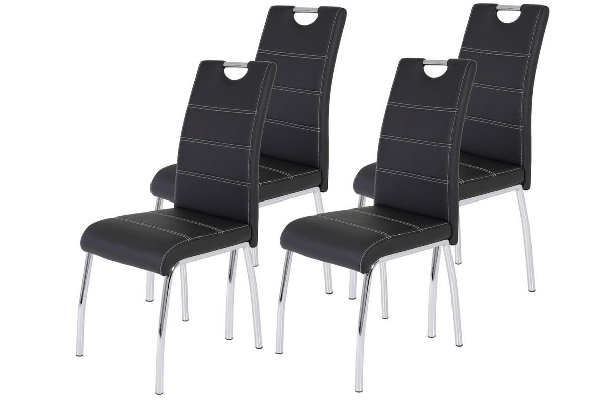 STUHL-SET SUSI S 4ER-SET - Chromfarben/Schwarz, MODERN, Textil/Metall (44/98/61cm) - MID.YOU