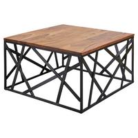 Couchtisch "Bekal" , ca. 60x60 cm, aus Sheesham - Sheeshamfarben/Schwarz, Design, Holz/Metall (60/60/35cm) - MID.YOU